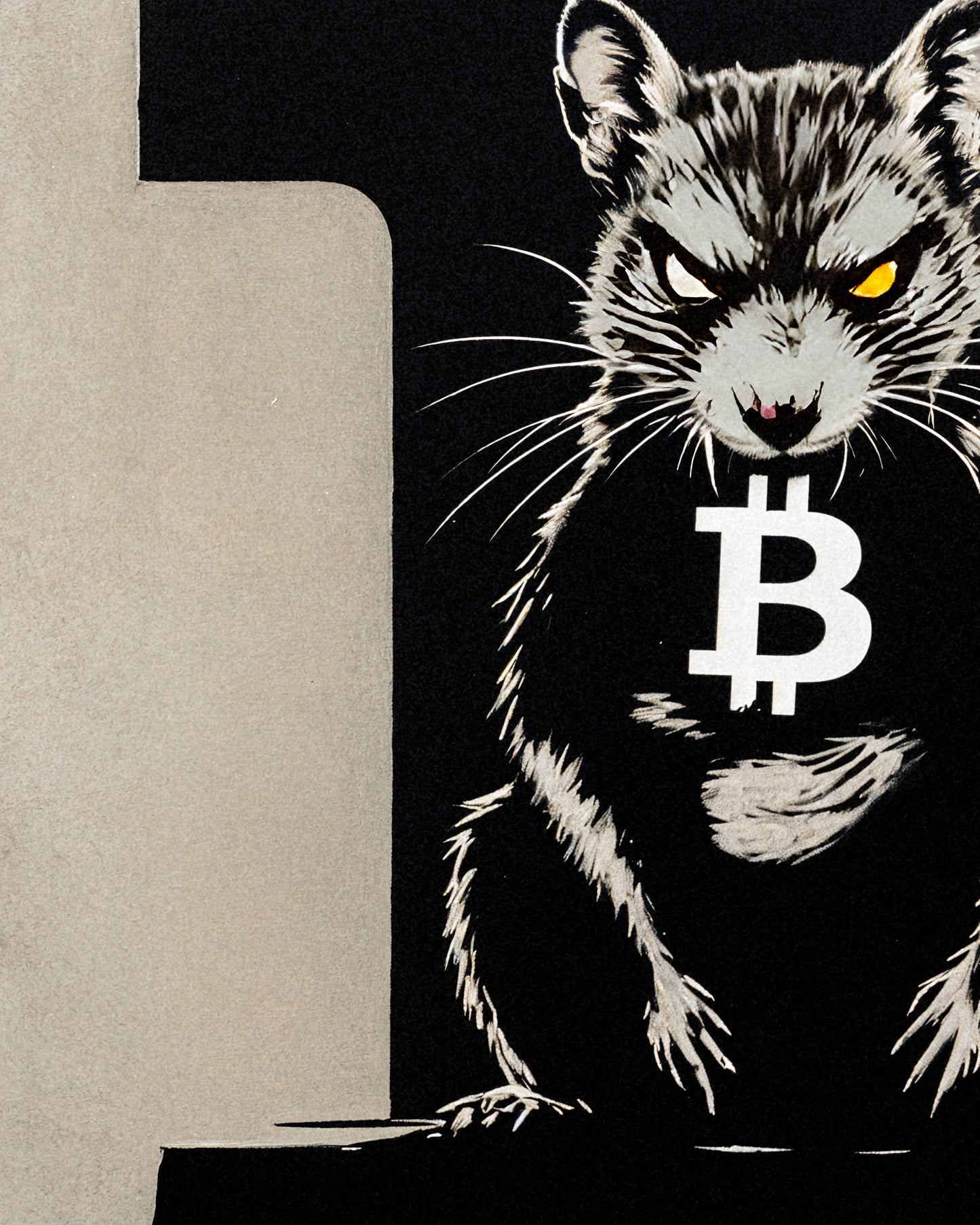 Bitcoin Rat, Street Art - Affiche