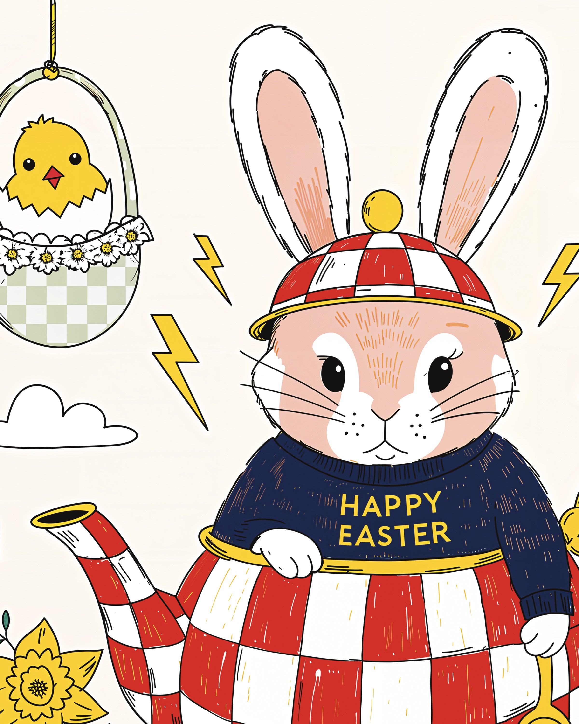 Påskebrus - Kanin Tekanne og Påskeliljer Poster - Plakat