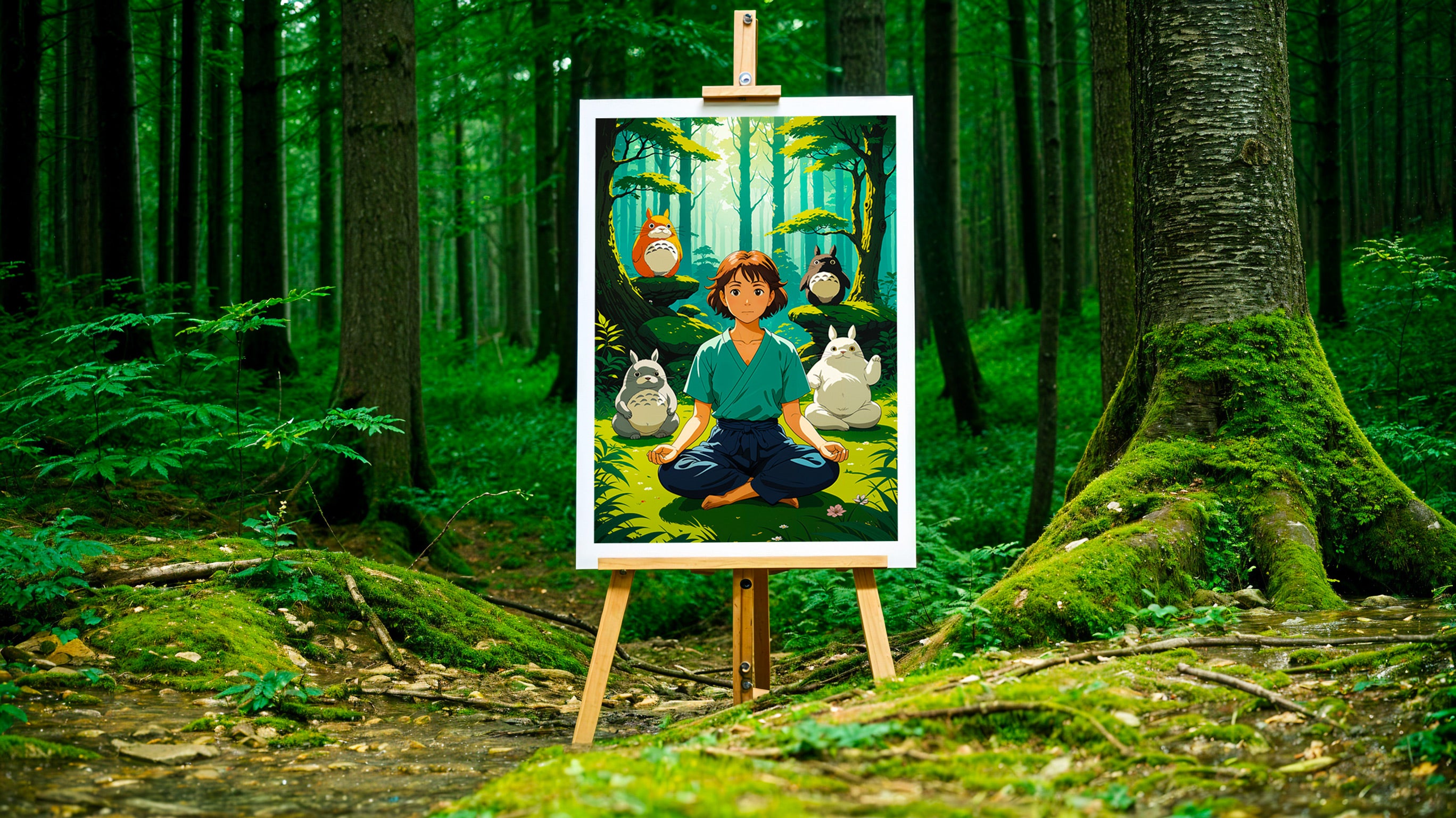 Poster Ghibli, Totoro et Yoga