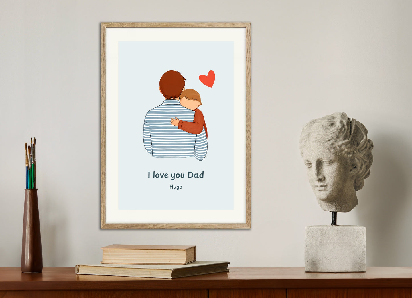 Poster with natural wood frame: Father's Day, Dad Poster