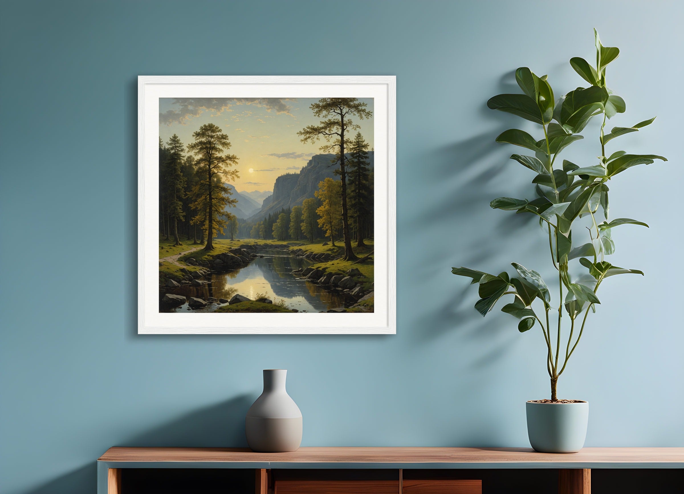 Poster with wood frame: Romantic landscapes, natural beauty and spiritual depth, Landscape