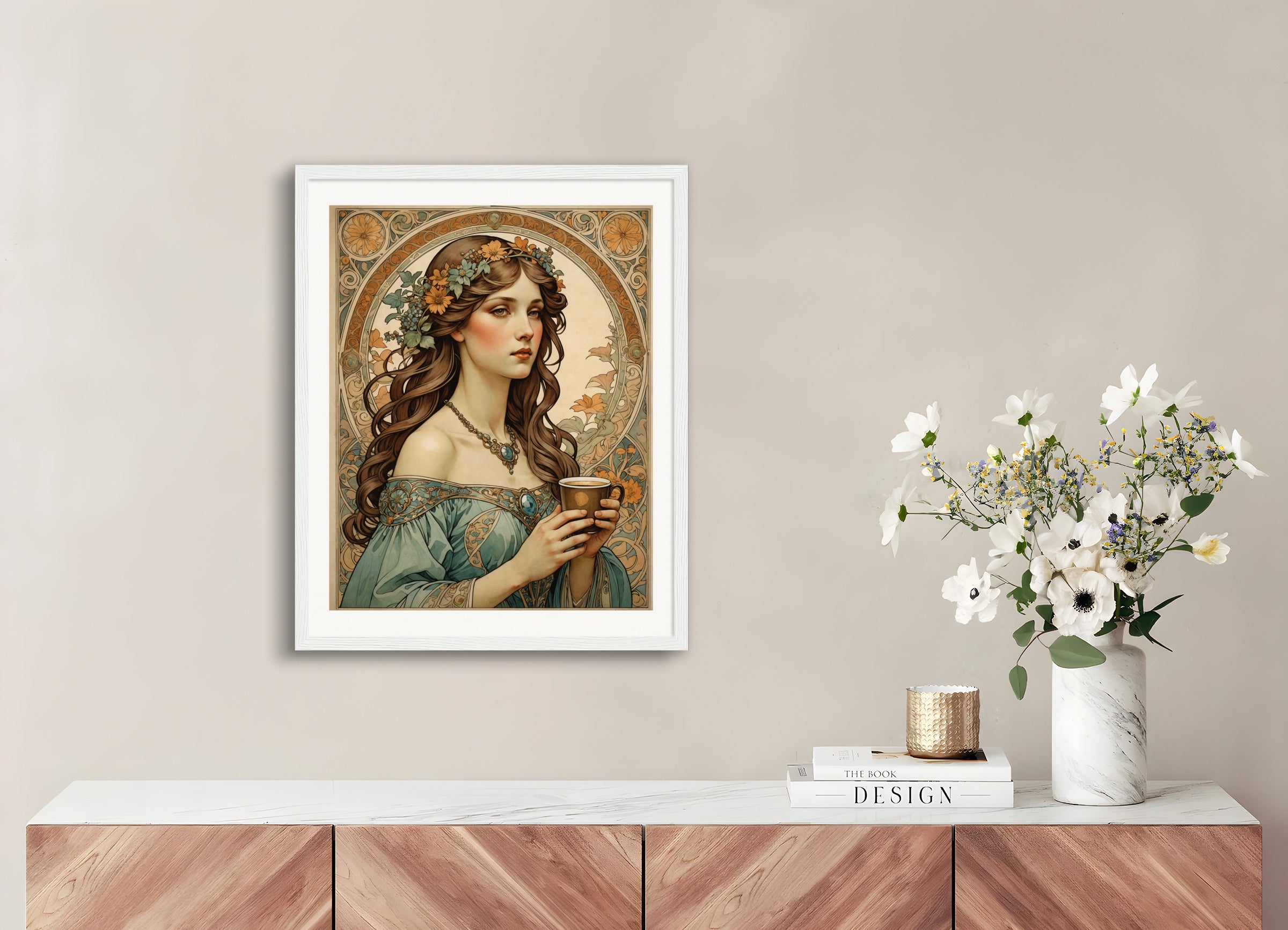 Poster with wood frame: Mucha, Coffee