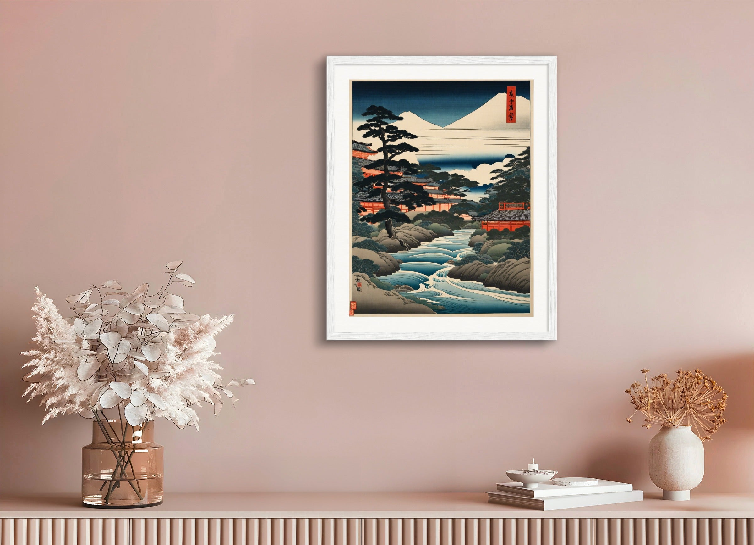 Poster with wood frame: Ukiyo-e, River