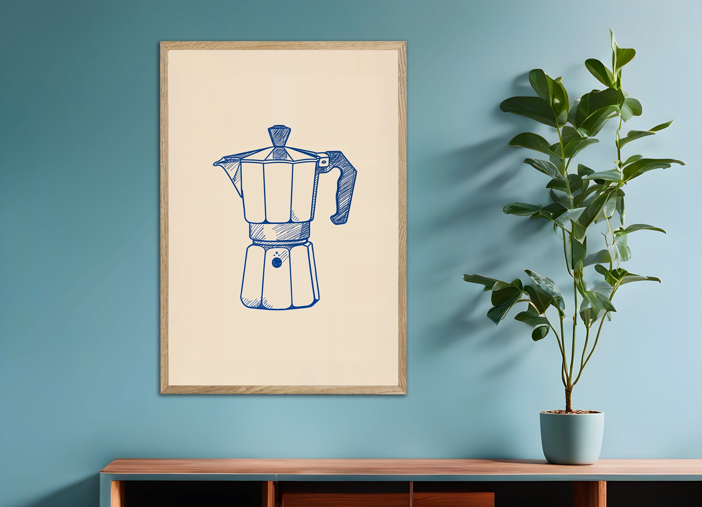 Poster with wood frame: Cafe Culture