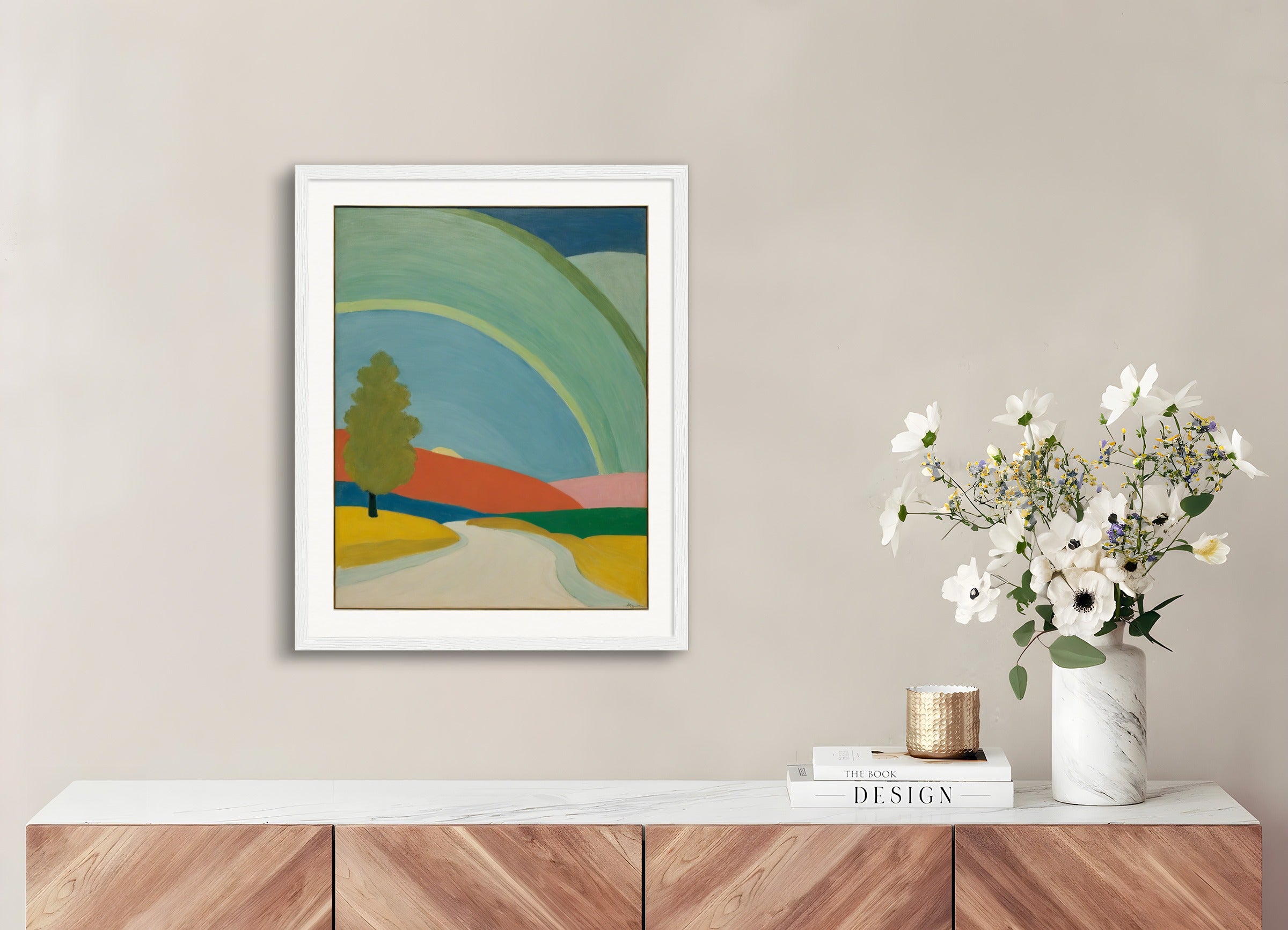 Poster with wood frame: American intimate figurative, abstract trend, Rainbow