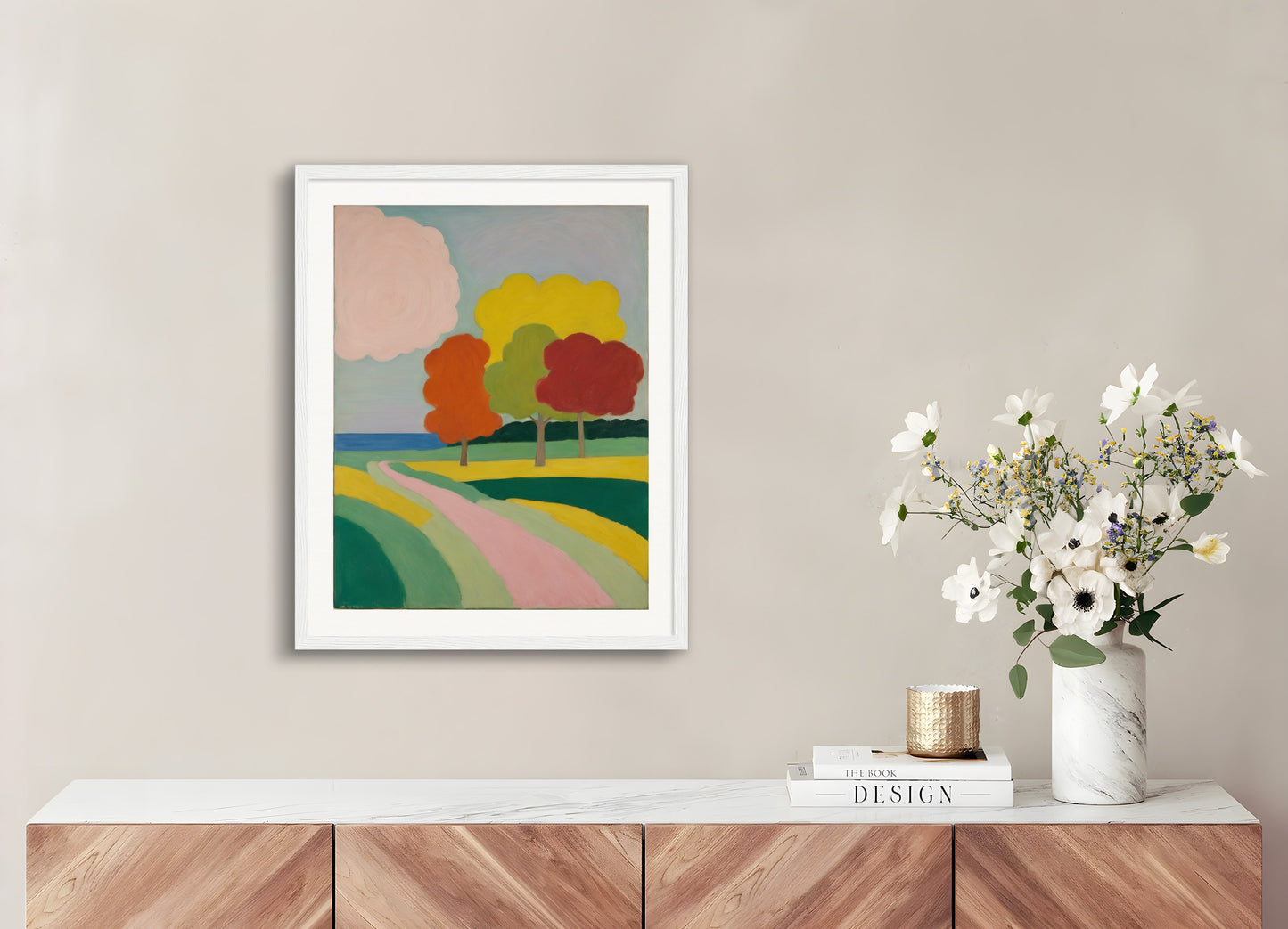 Poster with wood frame: American intimate figurative, abstract trend, Rainbow