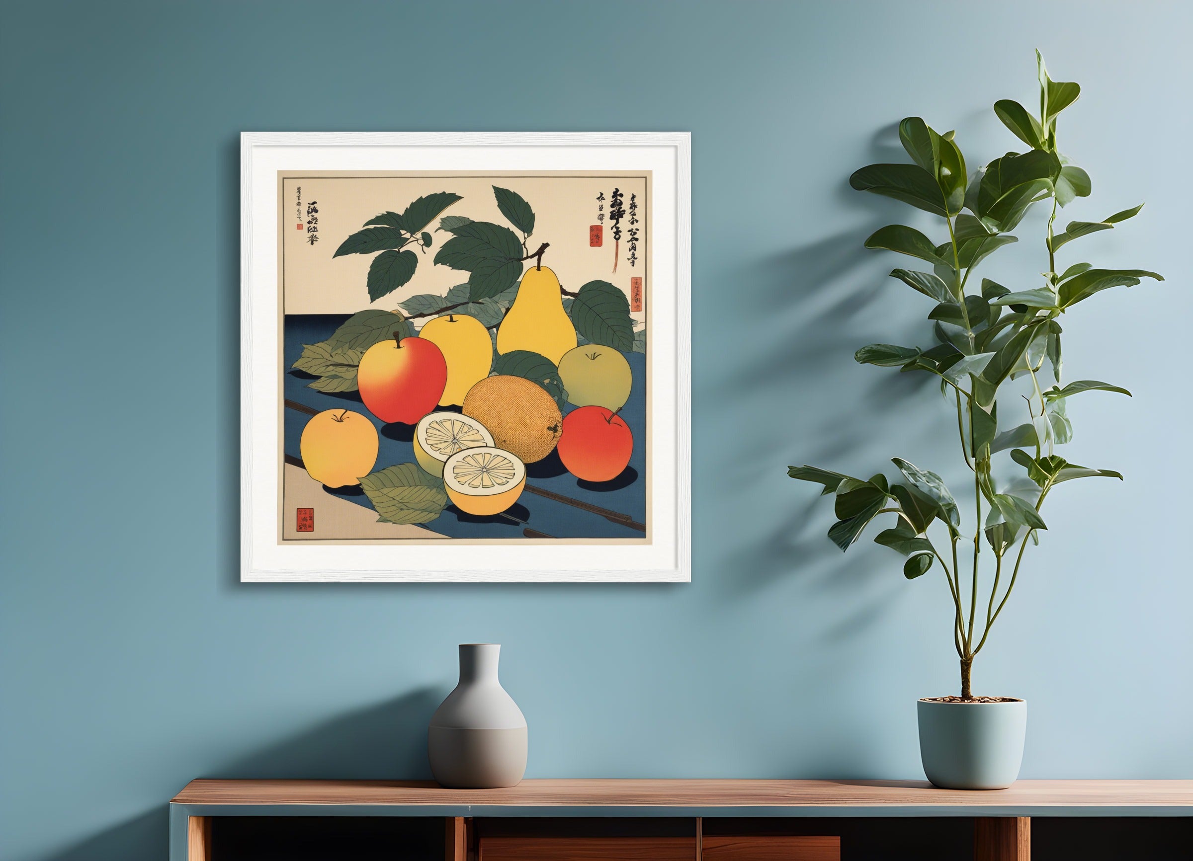 Poster with wood frame: Ukiyo-e, Fruits