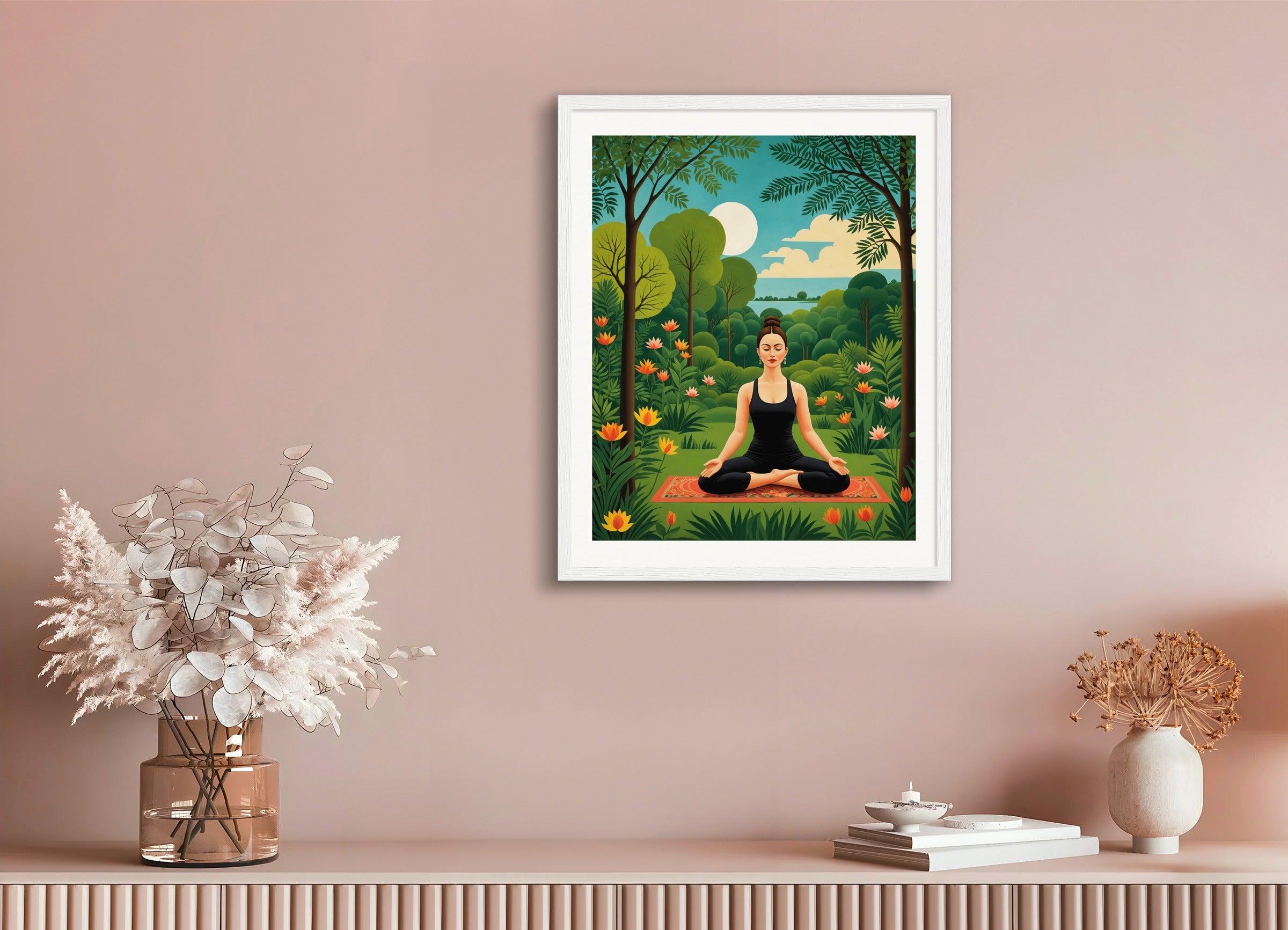 Poster with wood frame: Dreamlike and naive jungles with fanciful precision, Yoga