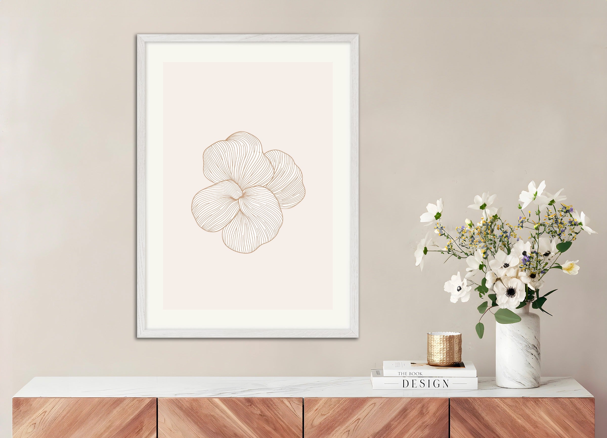 Poster with white wood frame: Floral pattern 02, abstract art