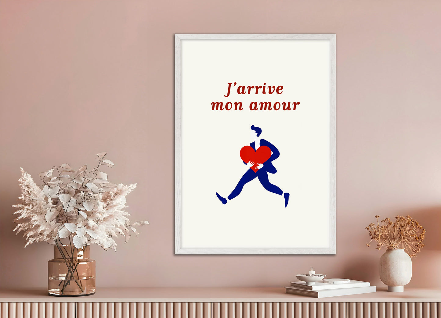 Poster with wood frame: Here I Am Mon Amour - Heart