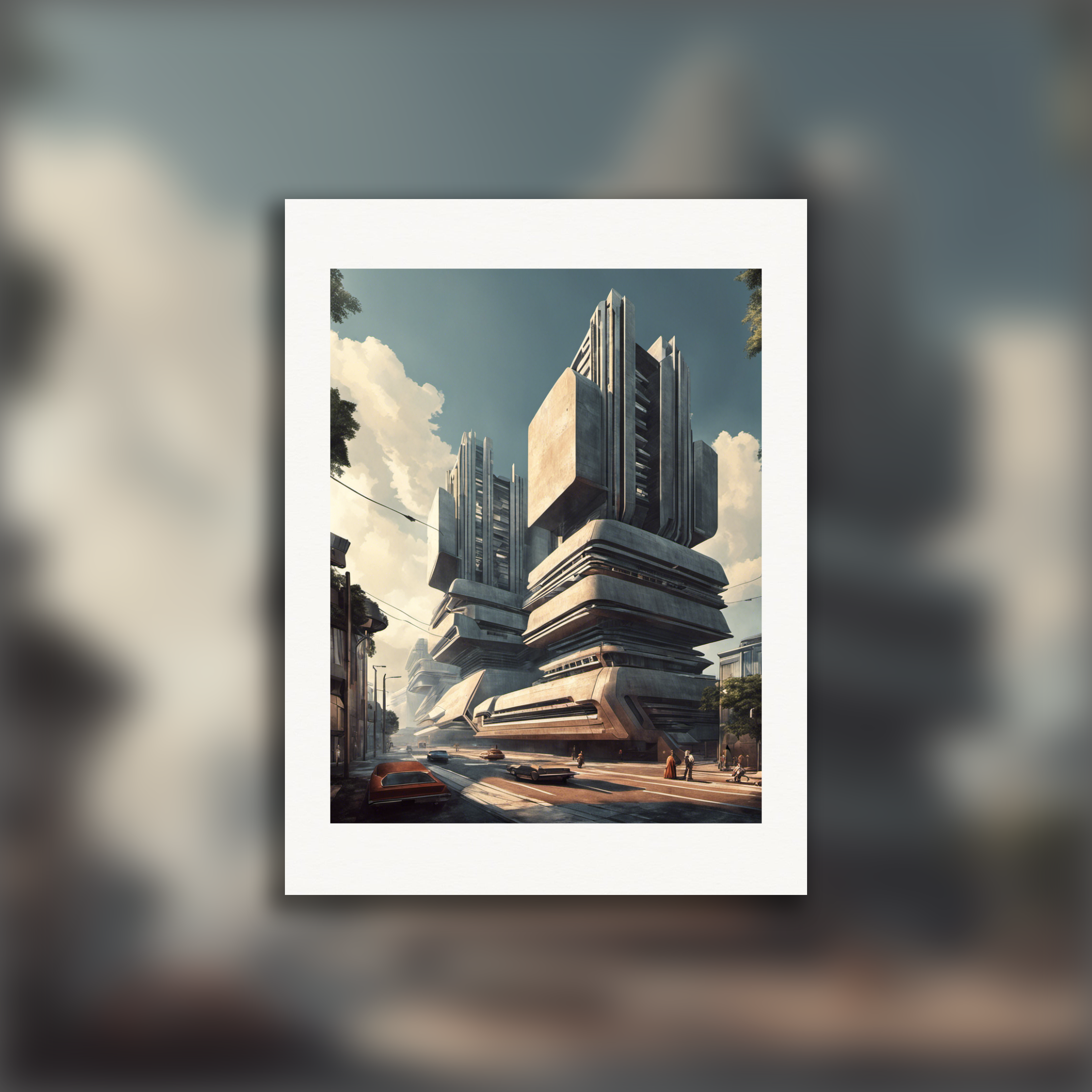 Retro future, brutalist architecture - Plakat