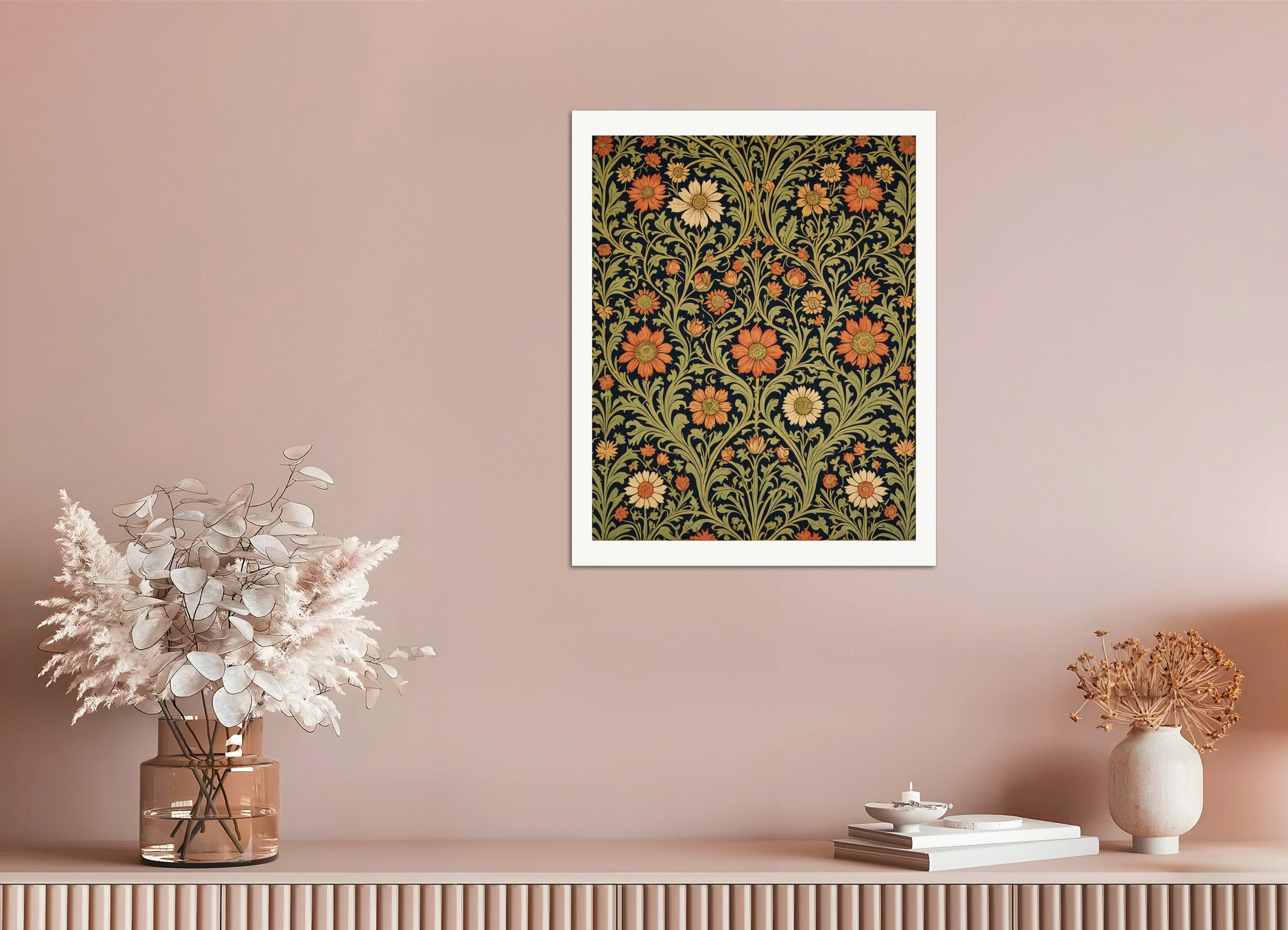 Poster: Motifs, floral decoration of 19th century English crafts, tapestry