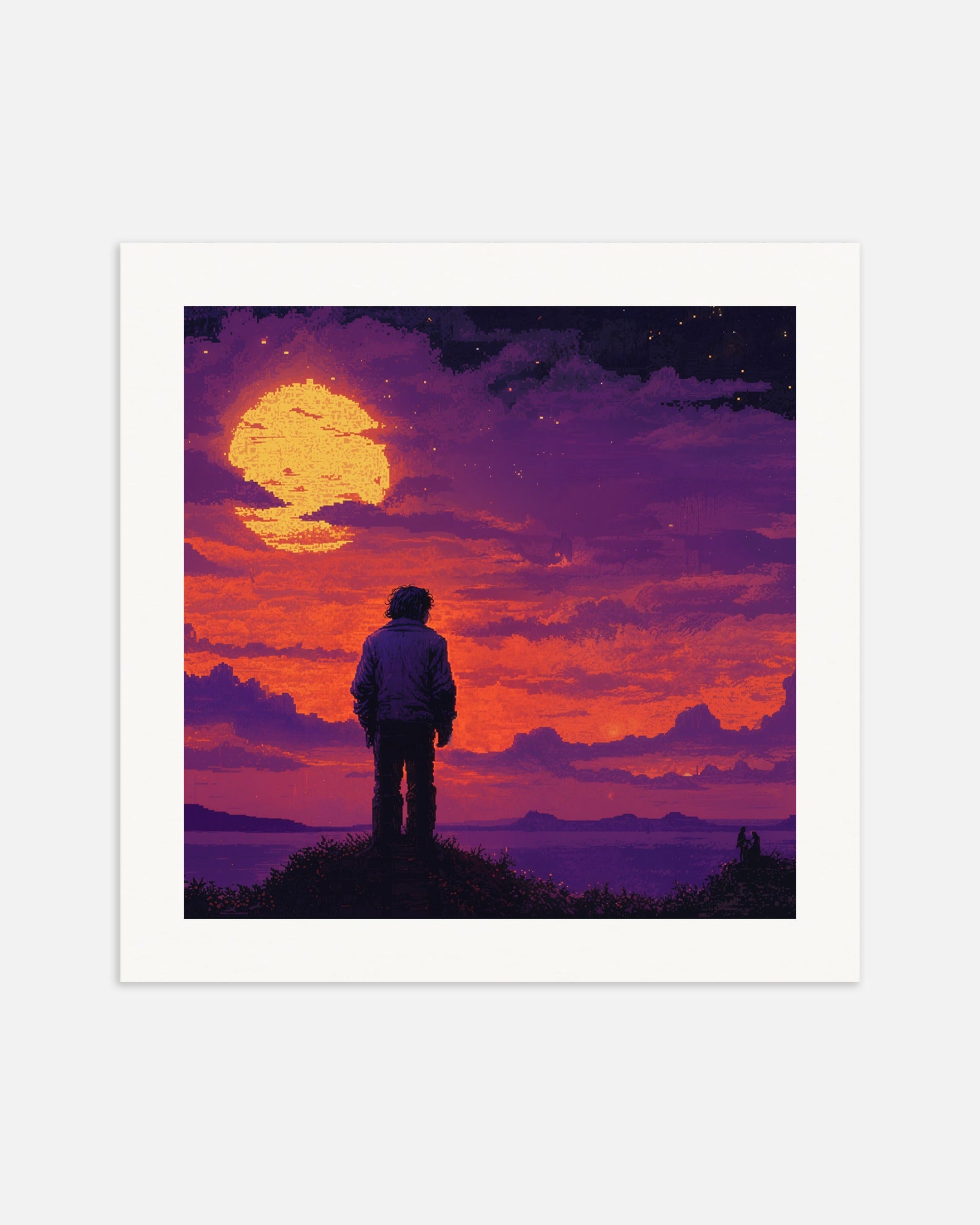 Poster: Retro video game, mystical sunset, none