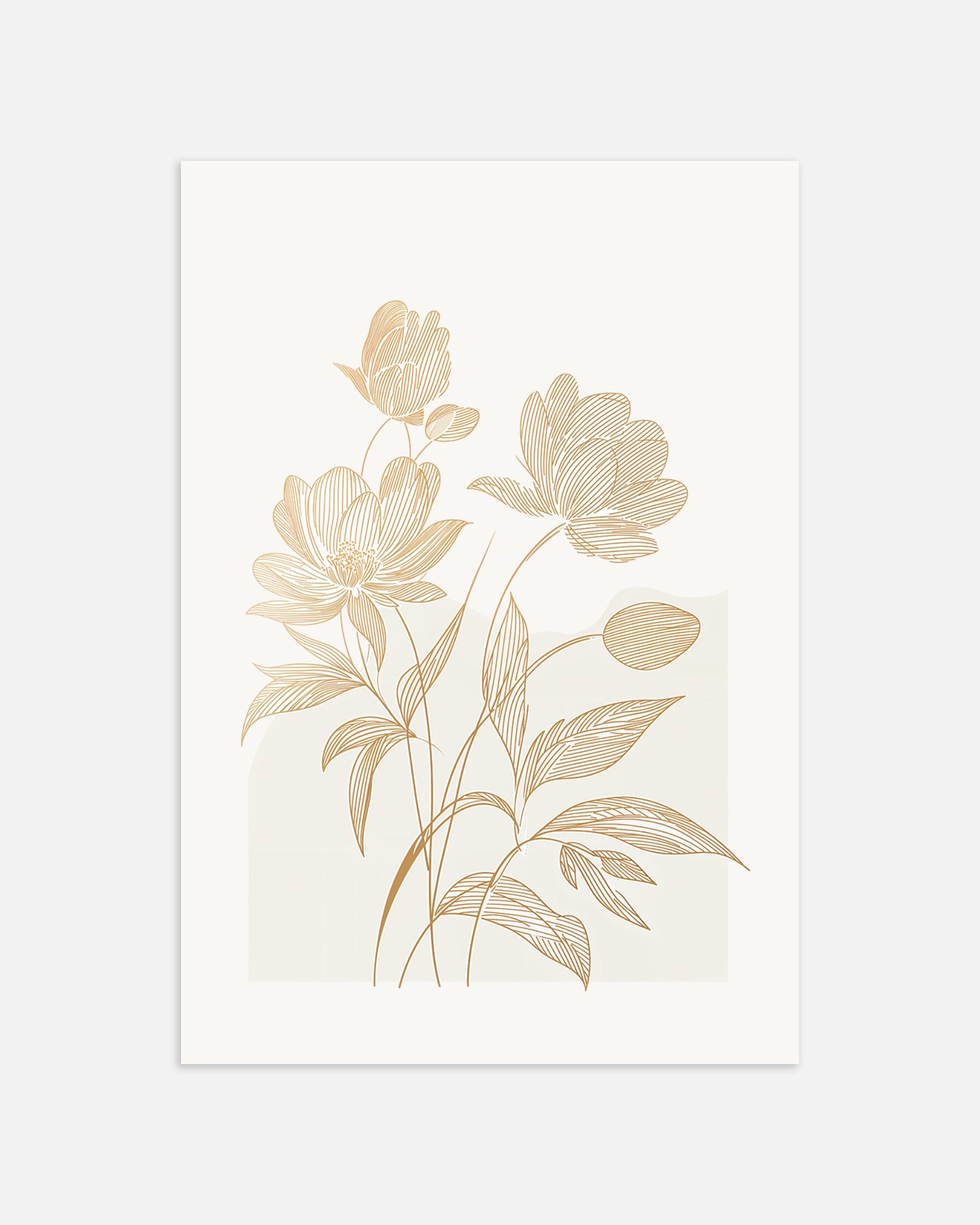 Poster: Flowers on a light beige background, none