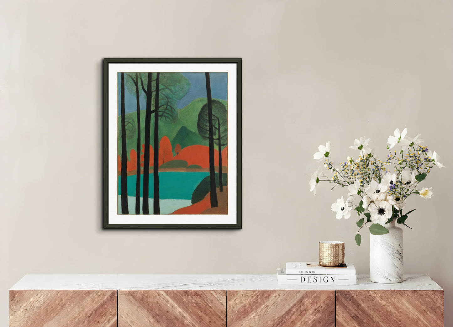 Poster with metal frame: American intimate figurative, abstract trend, Jungle