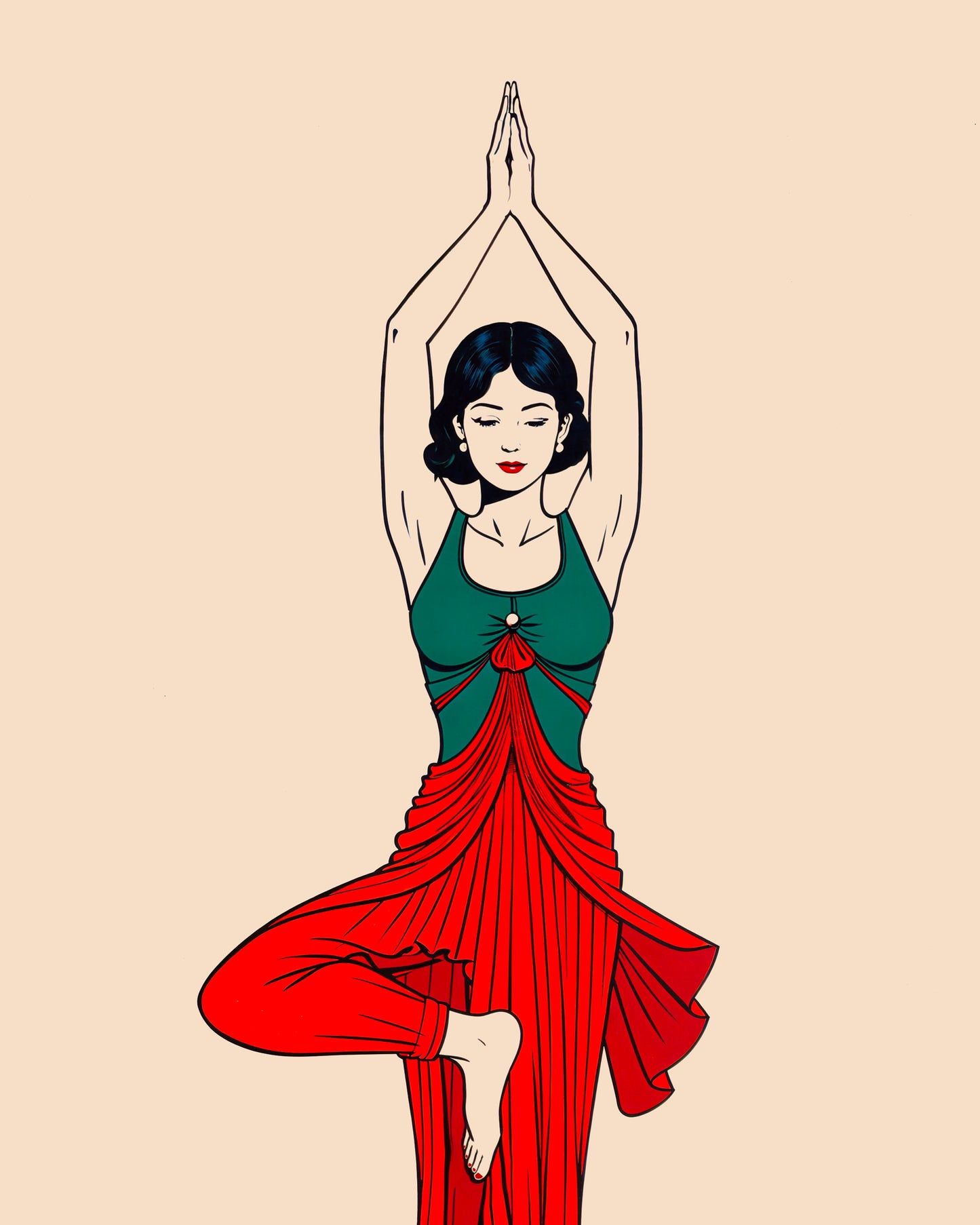 Yoga poster, tree pose - Print