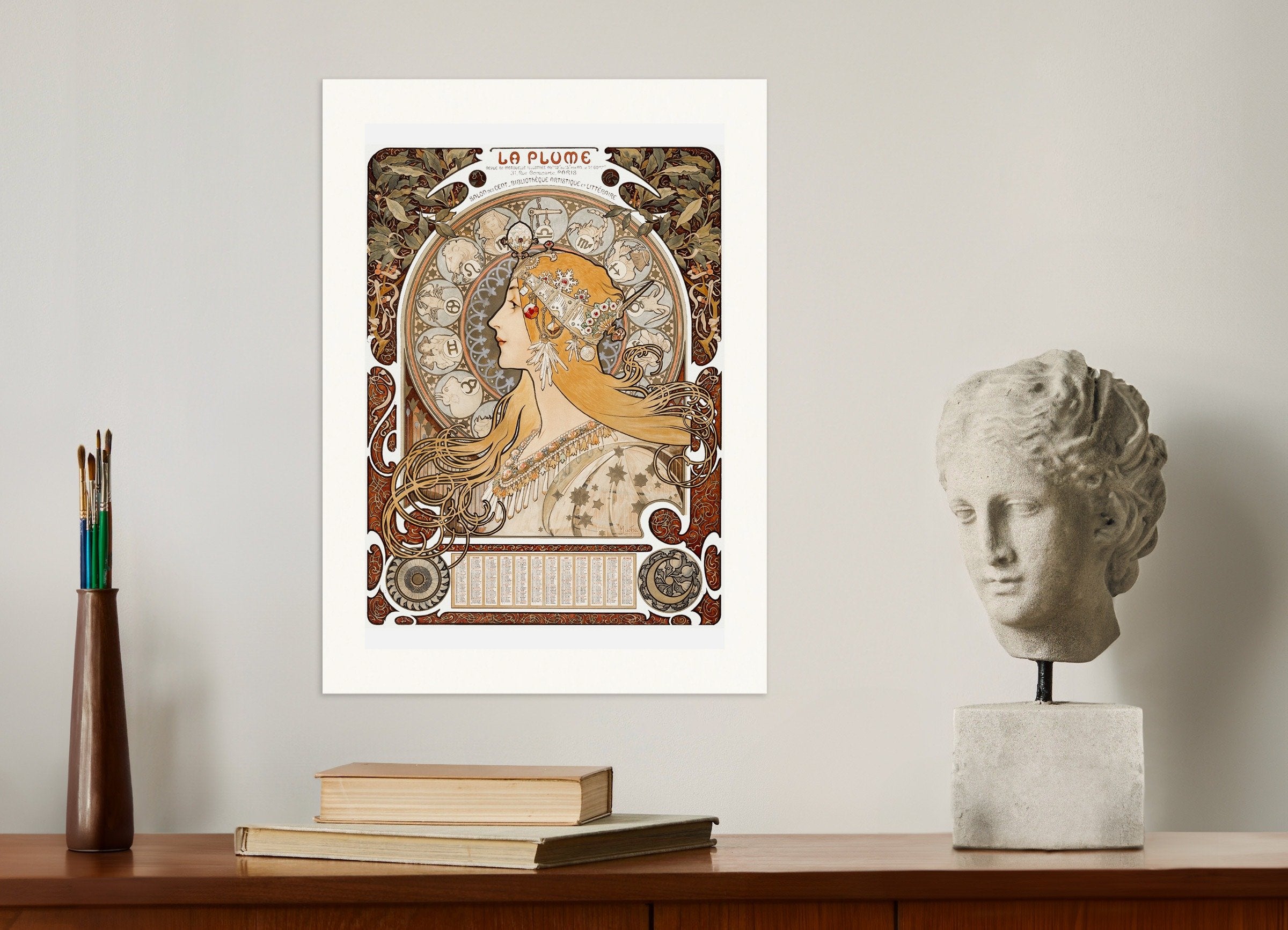 Poster of Alfons Mucha Zodiaque or La Plume (ca. 1896–1897)