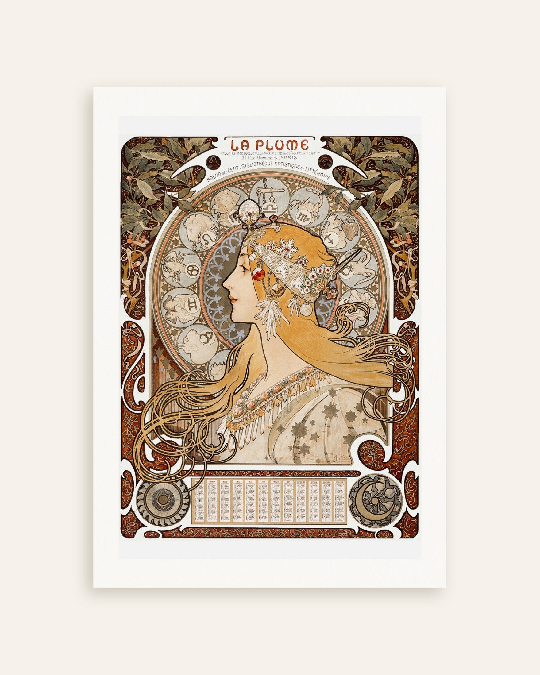 Alfons Mucha, Zodiaque or La Plume (ca. 1896–1897) - Print