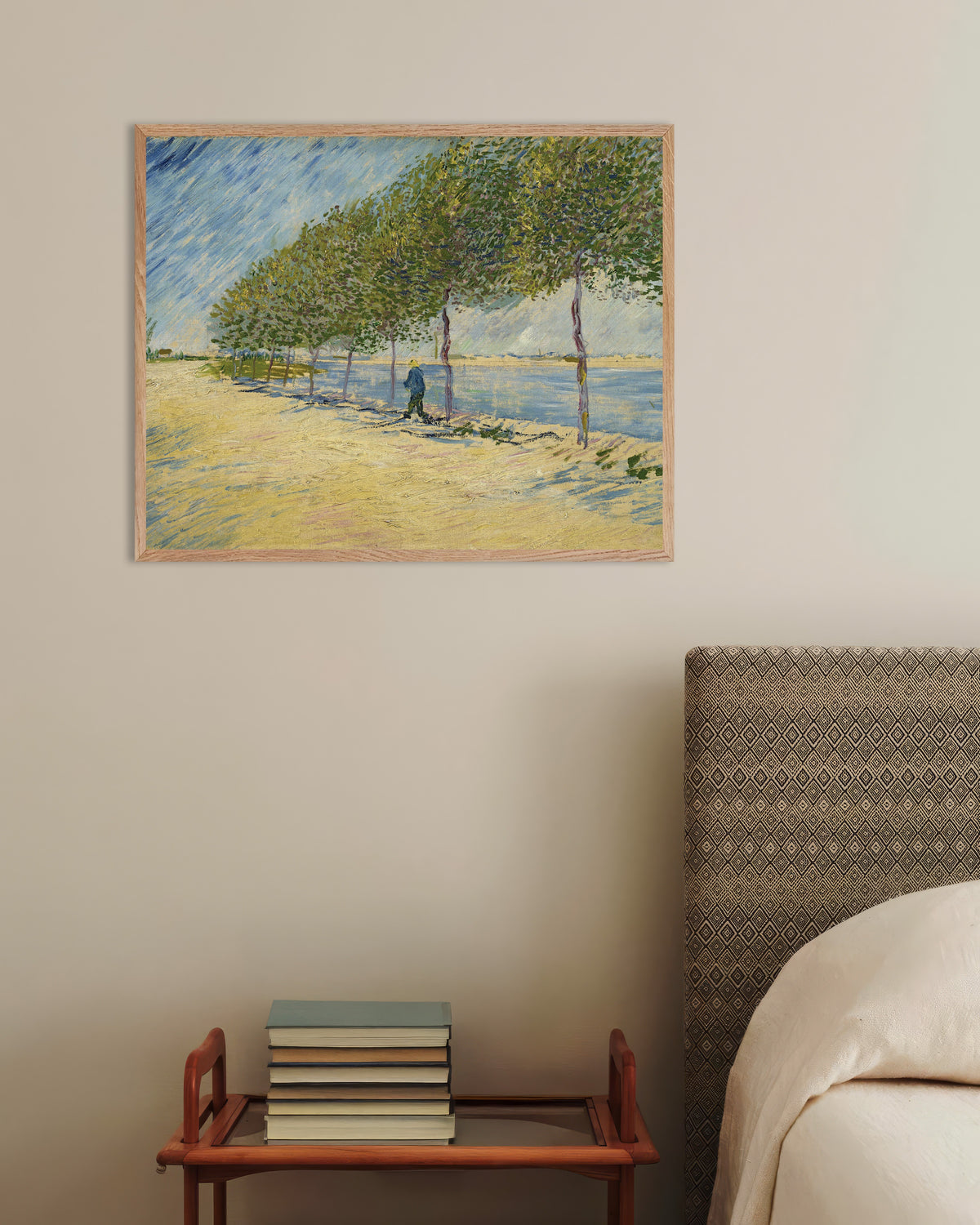 Poster av Langs Seinen (1887) av Vincent van Gogh, med ramme i naturtre
