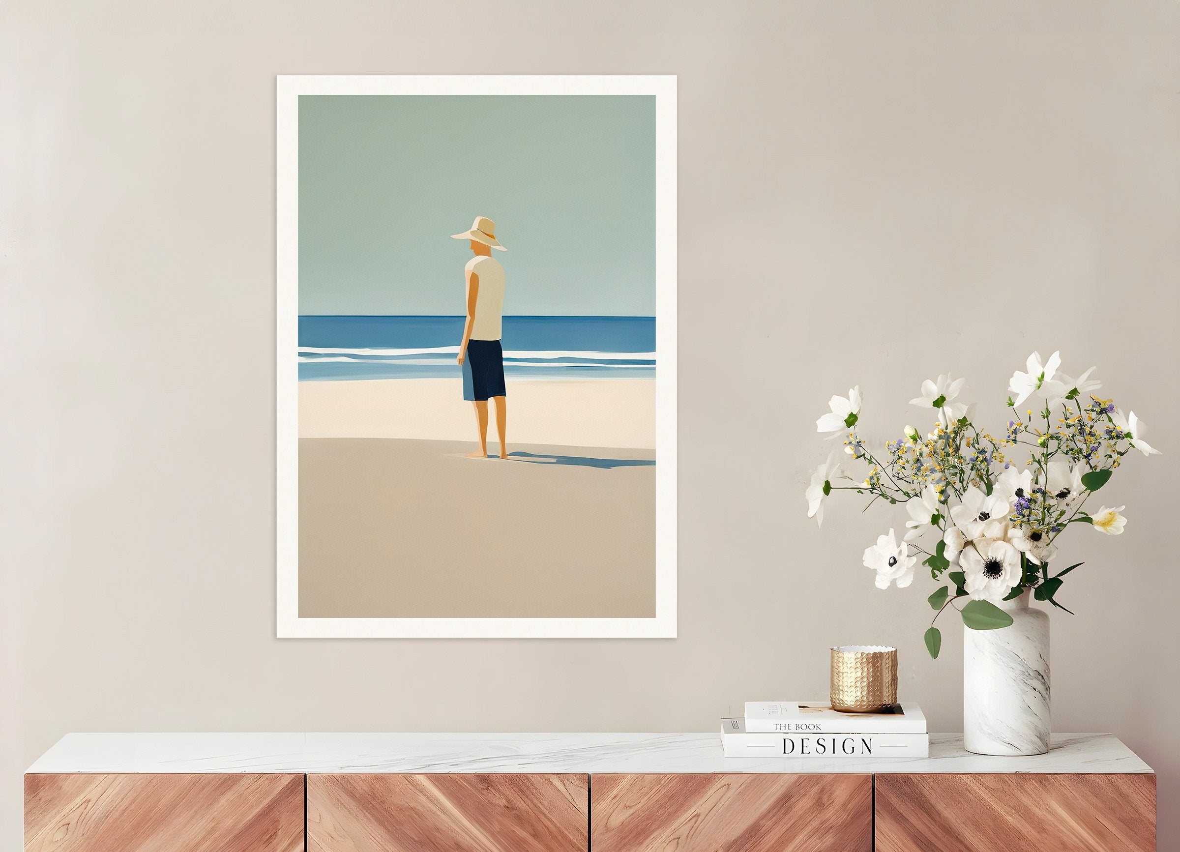 Poster of André at the beach, portrait - Minimalist Coastal Art Print