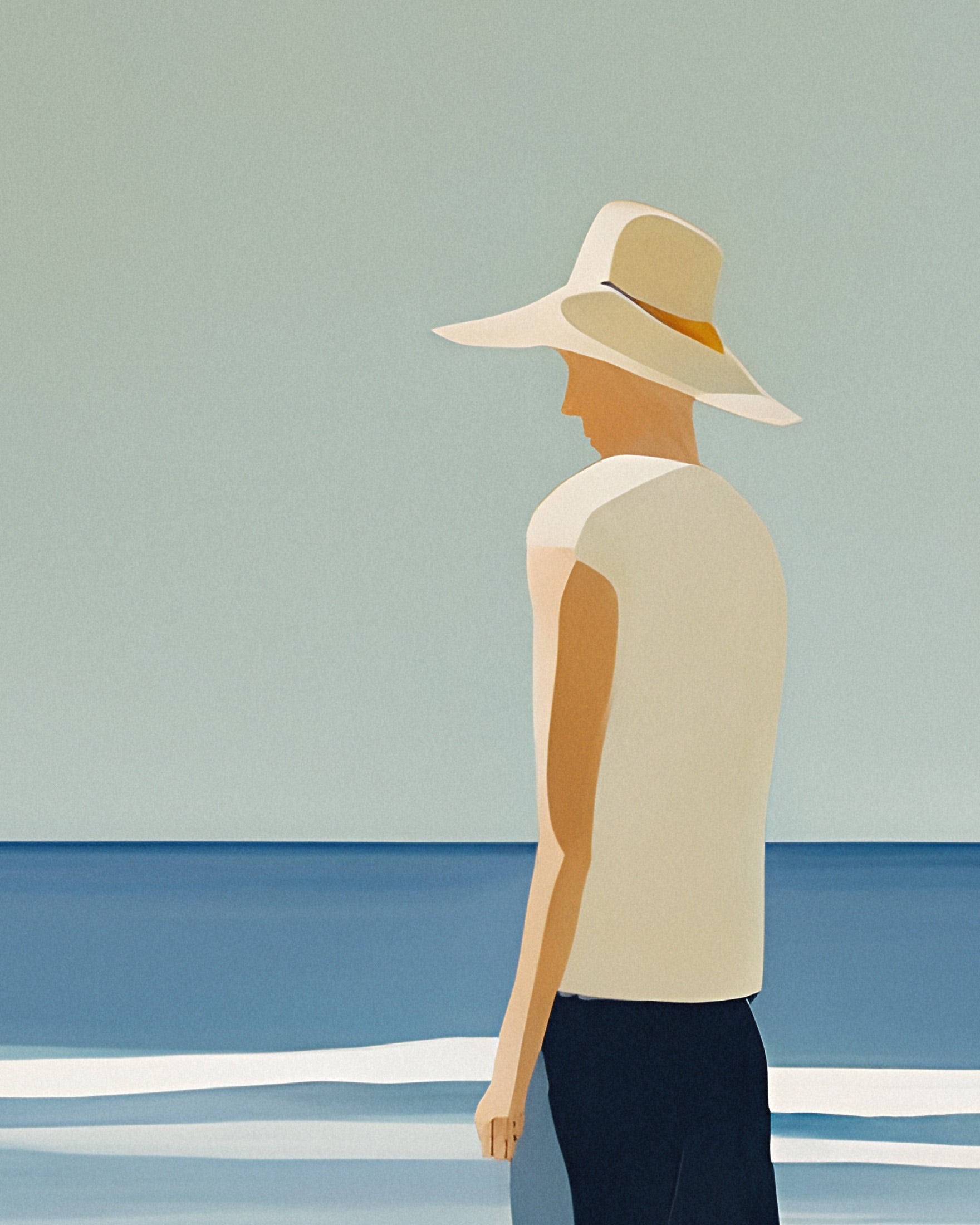 André at the beach, portrait - Minimalist Coastal Art Print