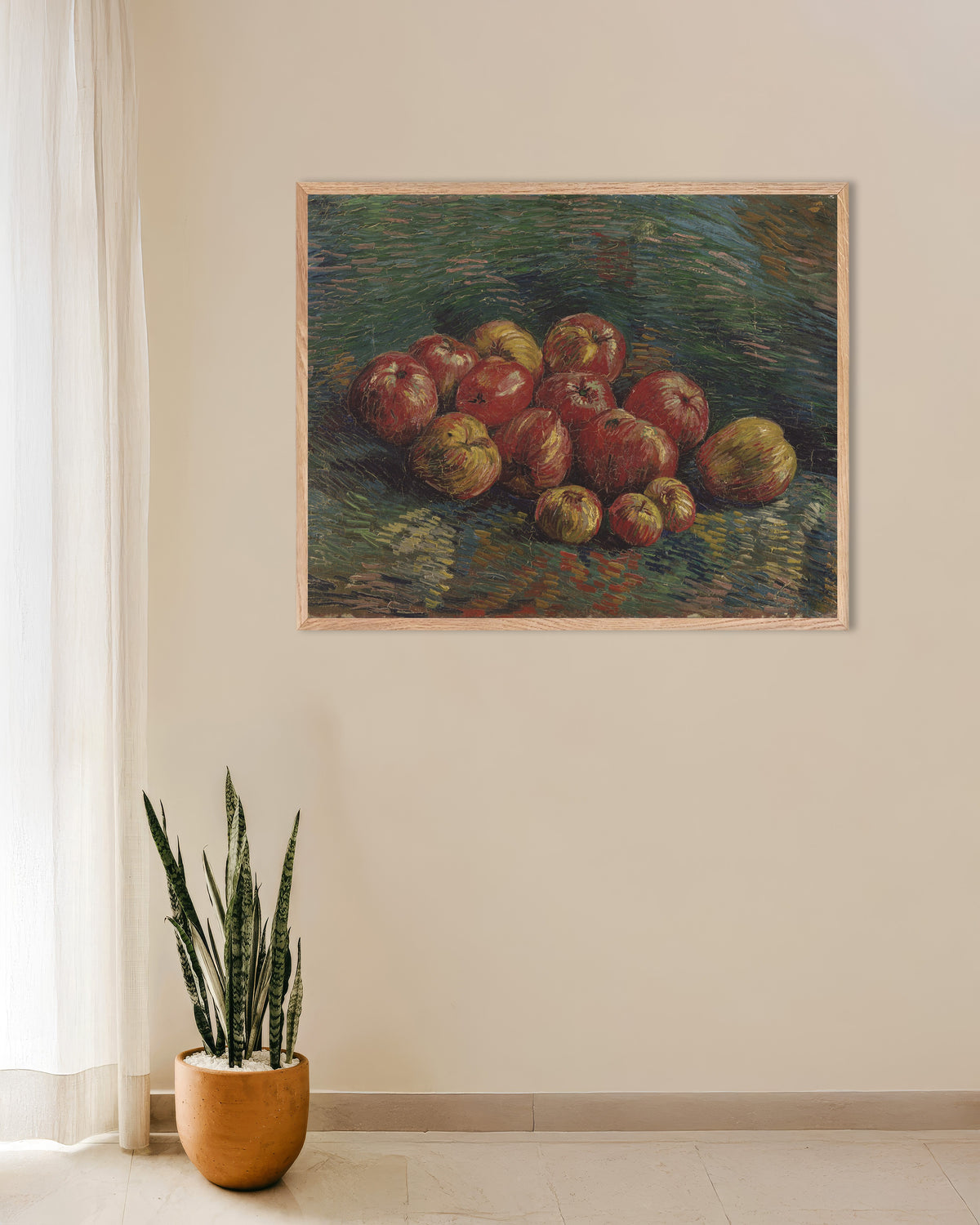 Poster av Epler (1887) av Vincent van Gogh, med ramme i naturlig tre