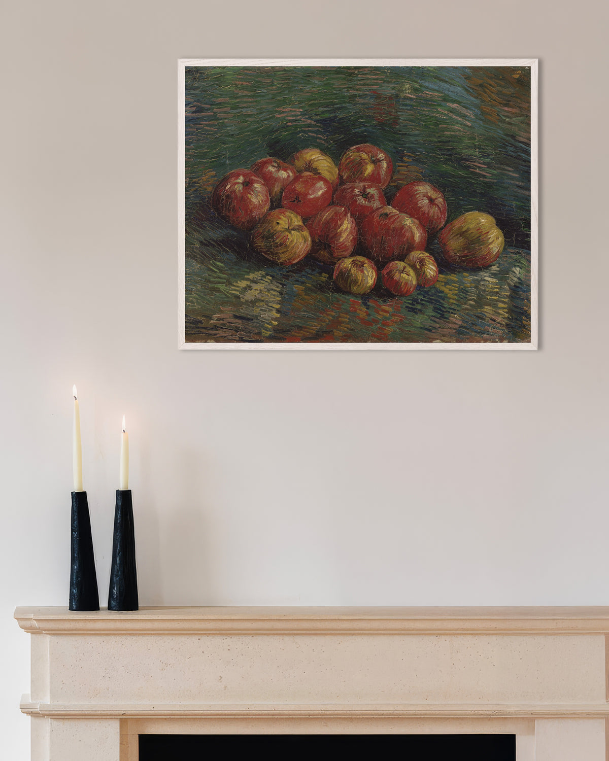 Poster av Epler (1887) av Vincent van Gogh, med hvit treramme