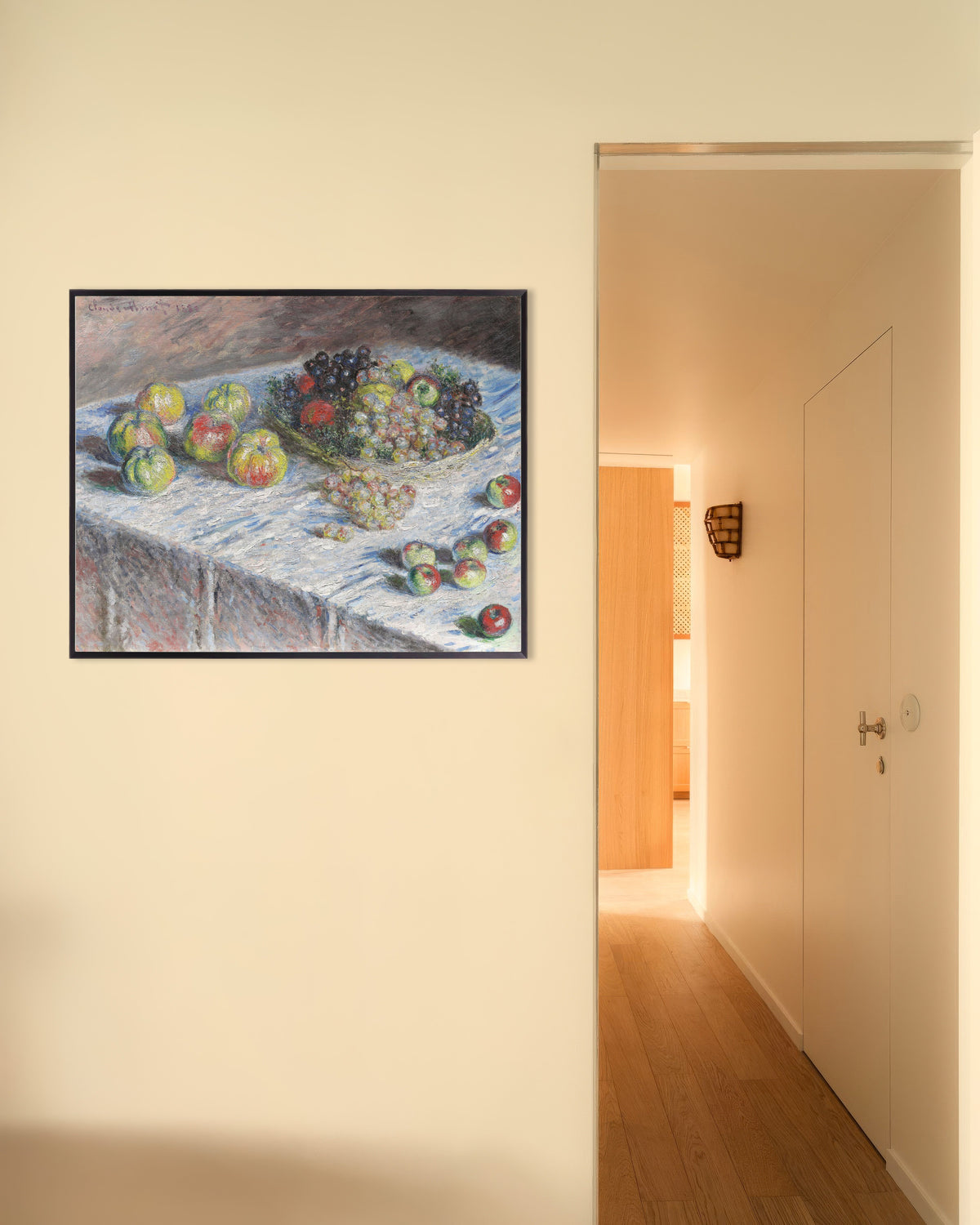 Plakat Epler og druer (1880) av Claude Monet med metallramme