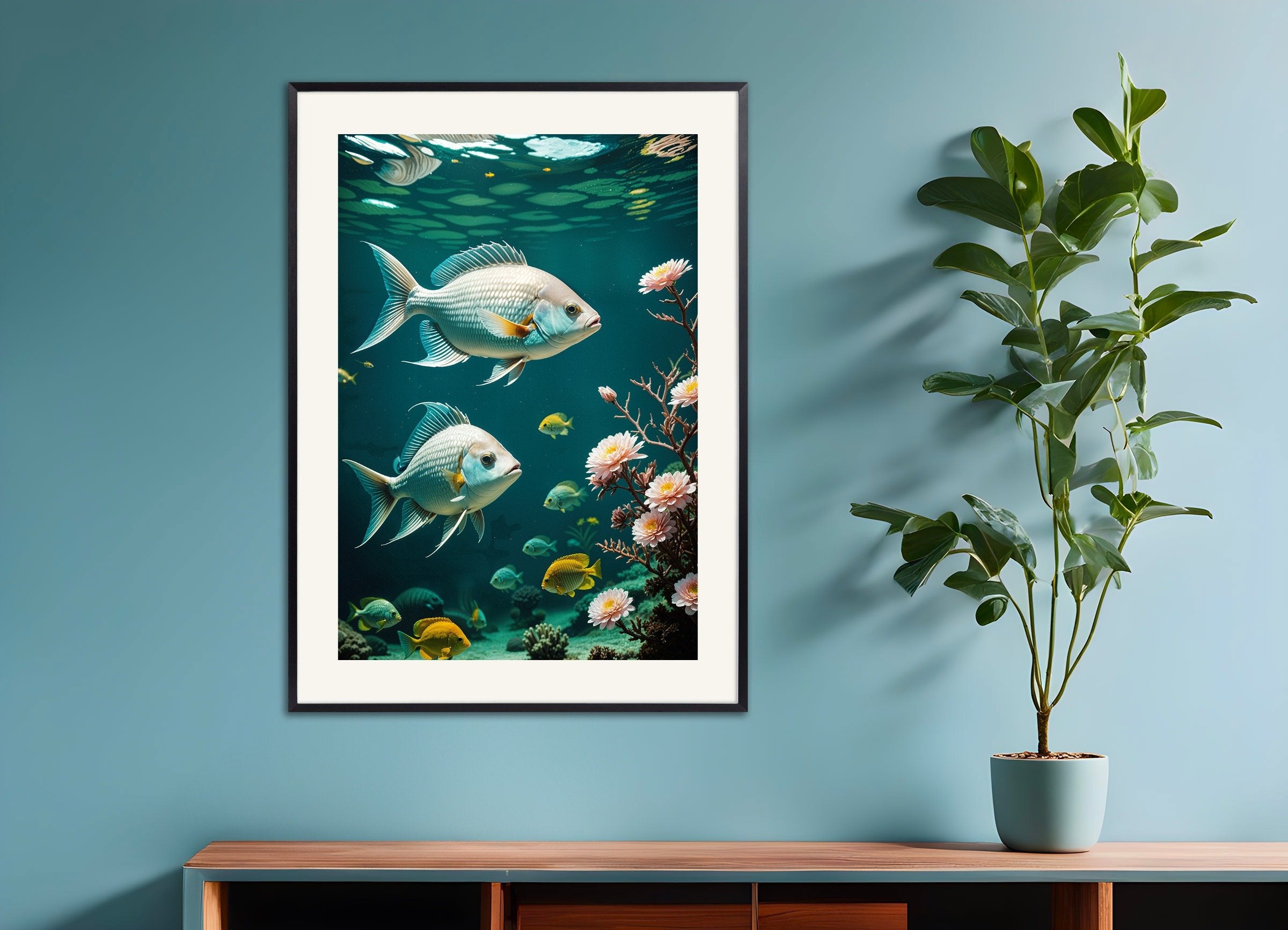 Poster of Aquarium poster, with metal frame