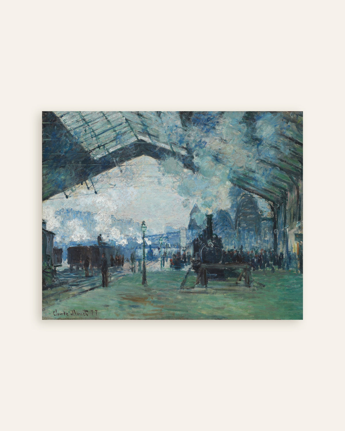 Poster of Arrival of the Normandy Train, Gare Saint-Lazare (1877) by Claude Monet, thumbnail