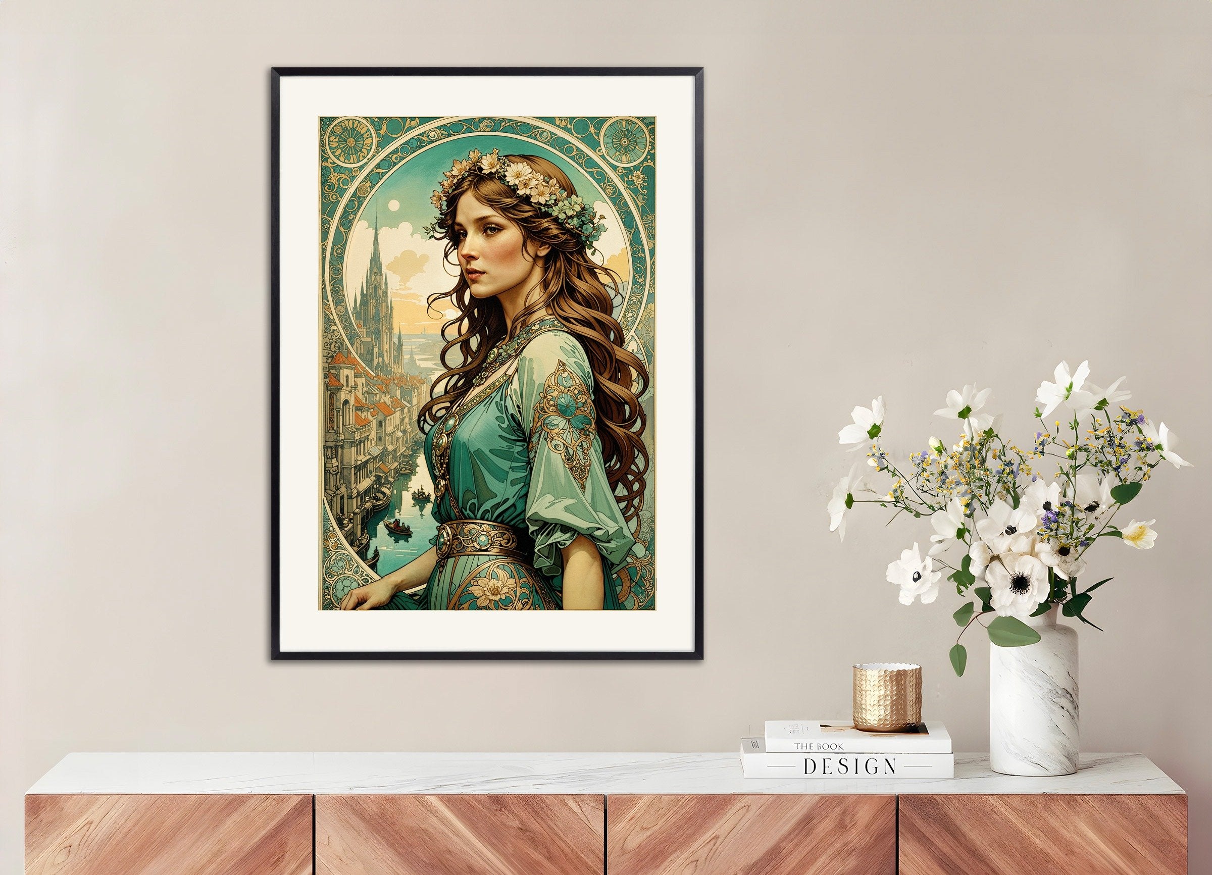 Poster of Art Nouveau Woman - Wall Art, with metal frame