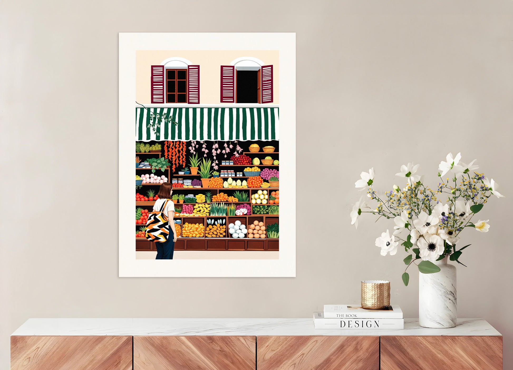 Poster: Groceries, fruits, vegetables and flowers, none