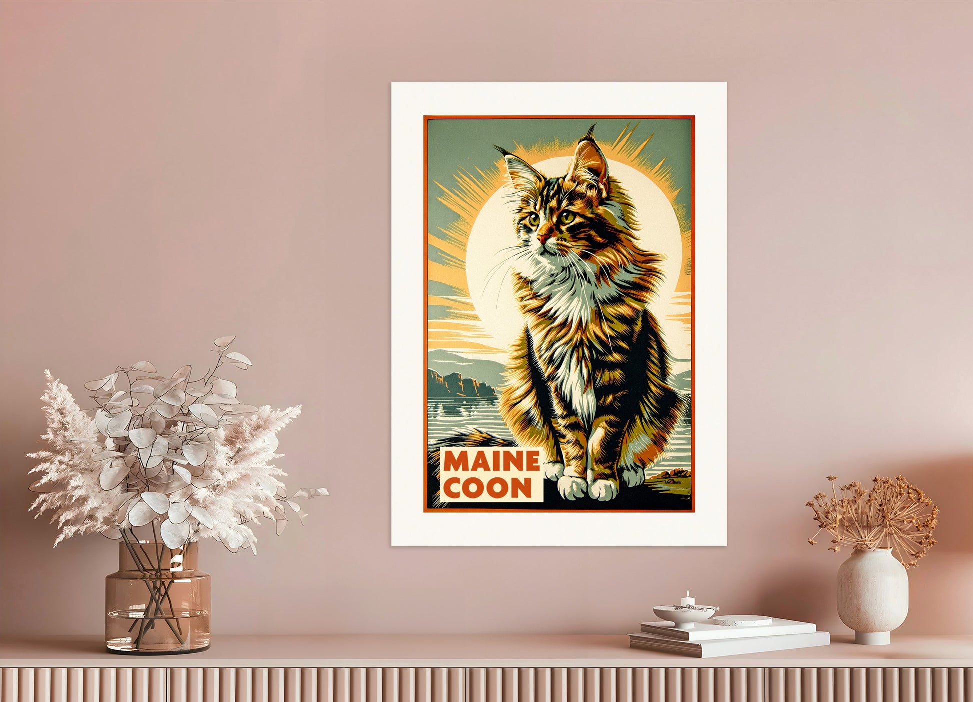 Poster: Maine Coon cat - Vintage, none