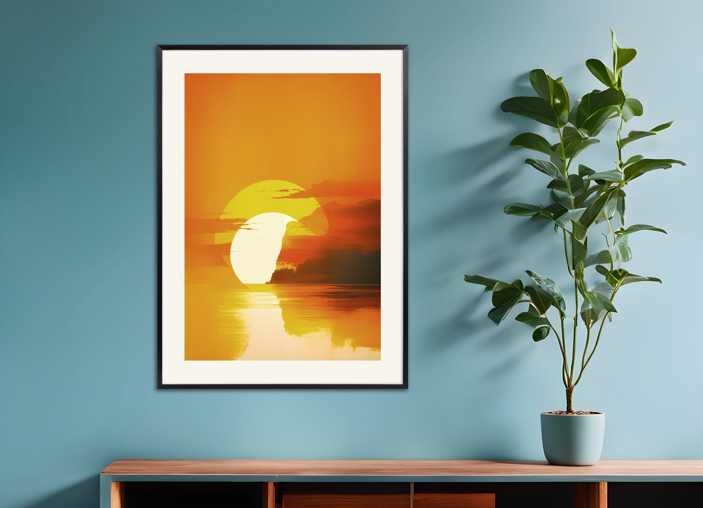 Poster with metal frame: Sunset