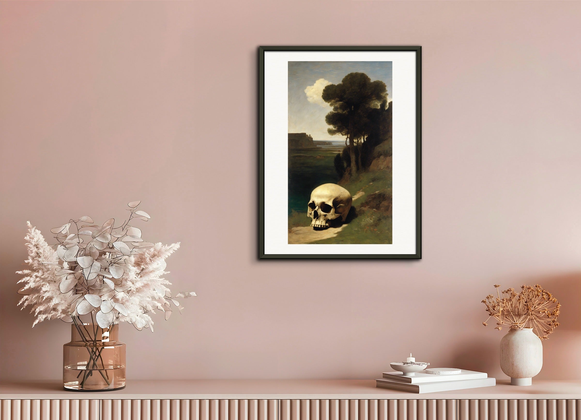 Poster with metal frame: Arnold Böcklin, Skull