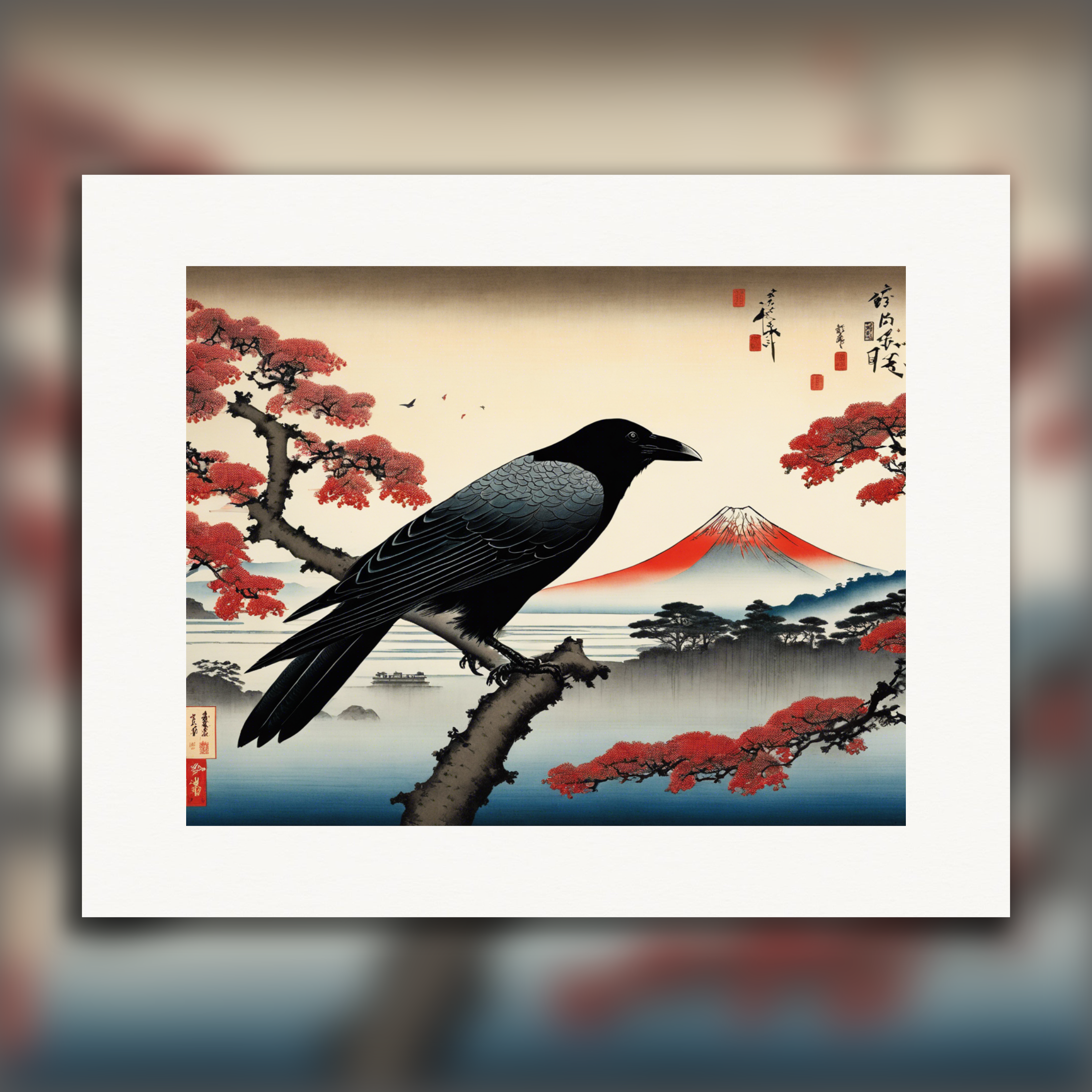 Vistas poéticas de ukiyo-e, momentos fugaces, Cuervo - Póster