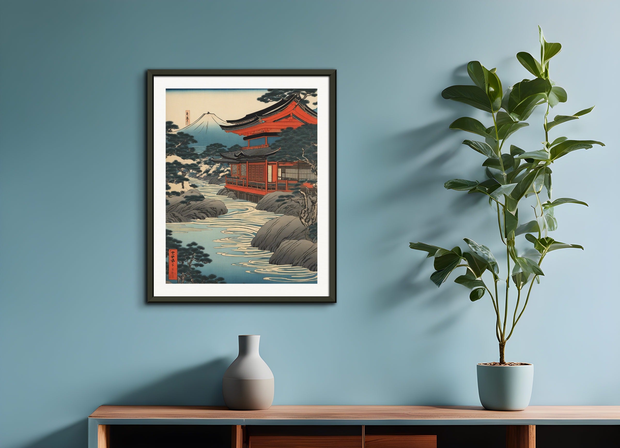 Poster with metal frame: Ukiyo-e, River