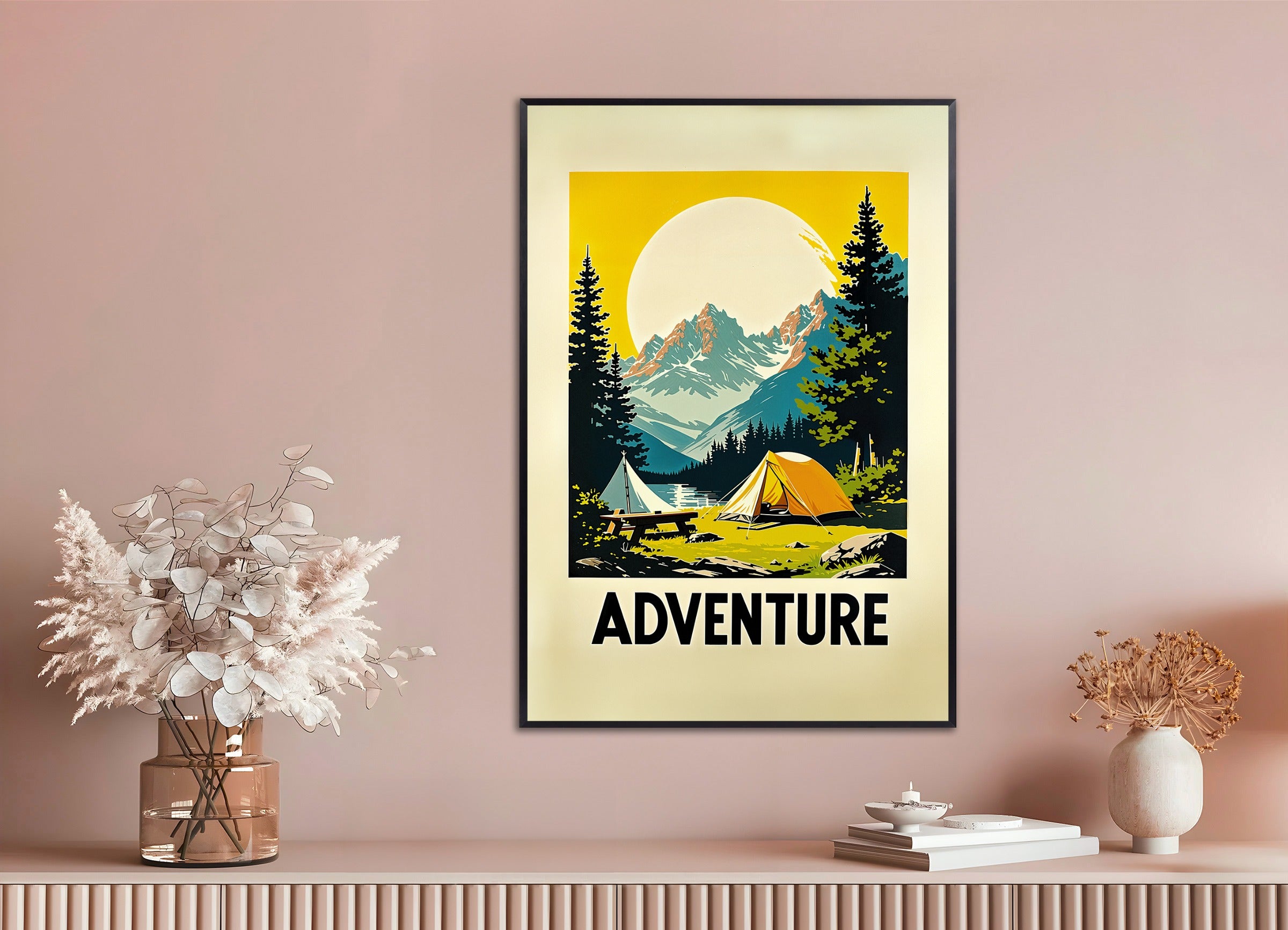 Poster with metal frame: Nature, wild camping and adventure poster