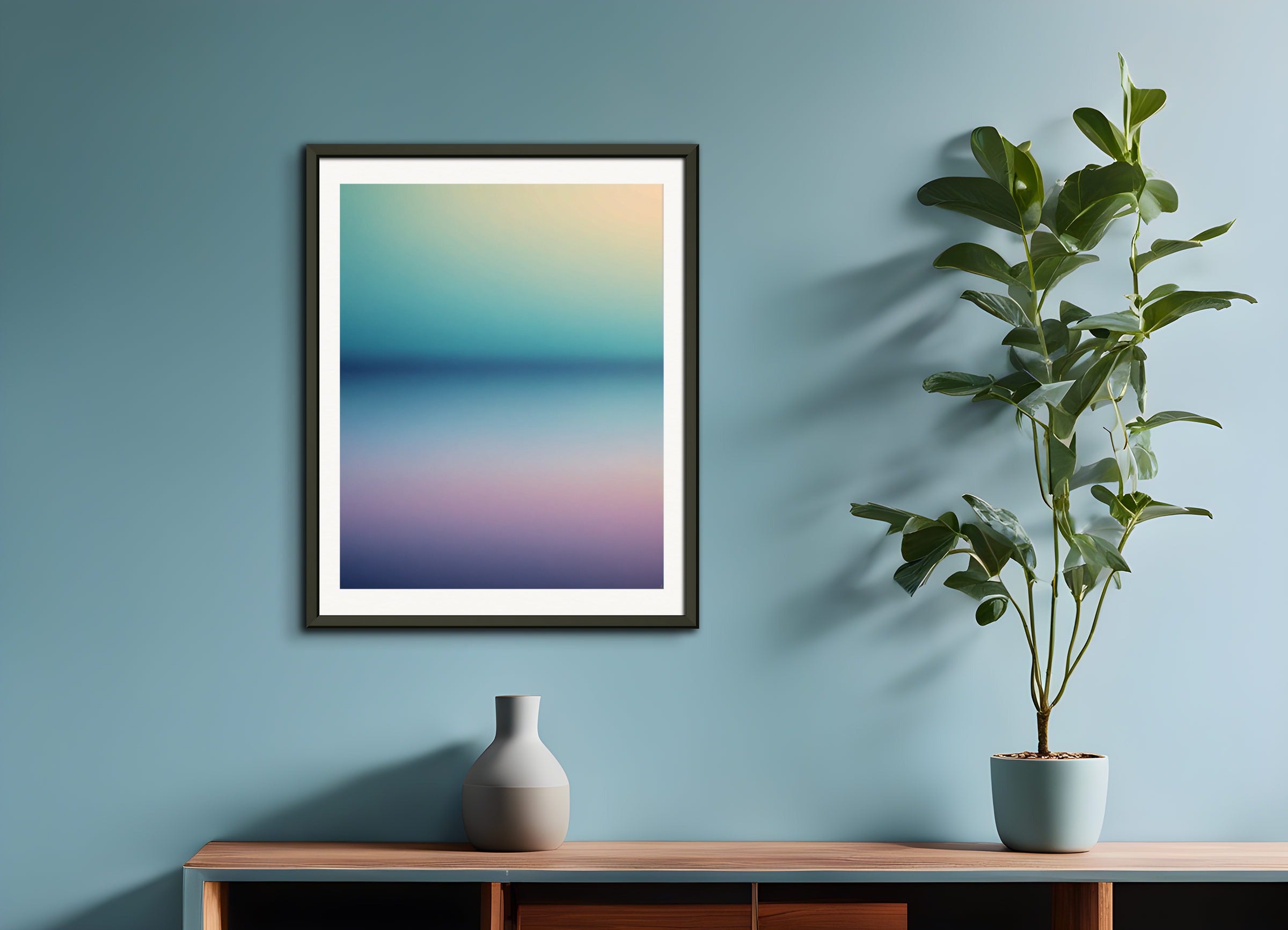 Poster with metal frame: Soothing Abstract Gradients, Ocean