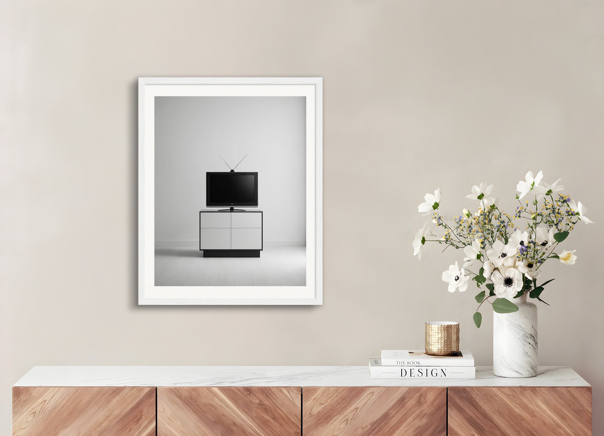 Poster with wood frame: Minimalist abstract art, Television