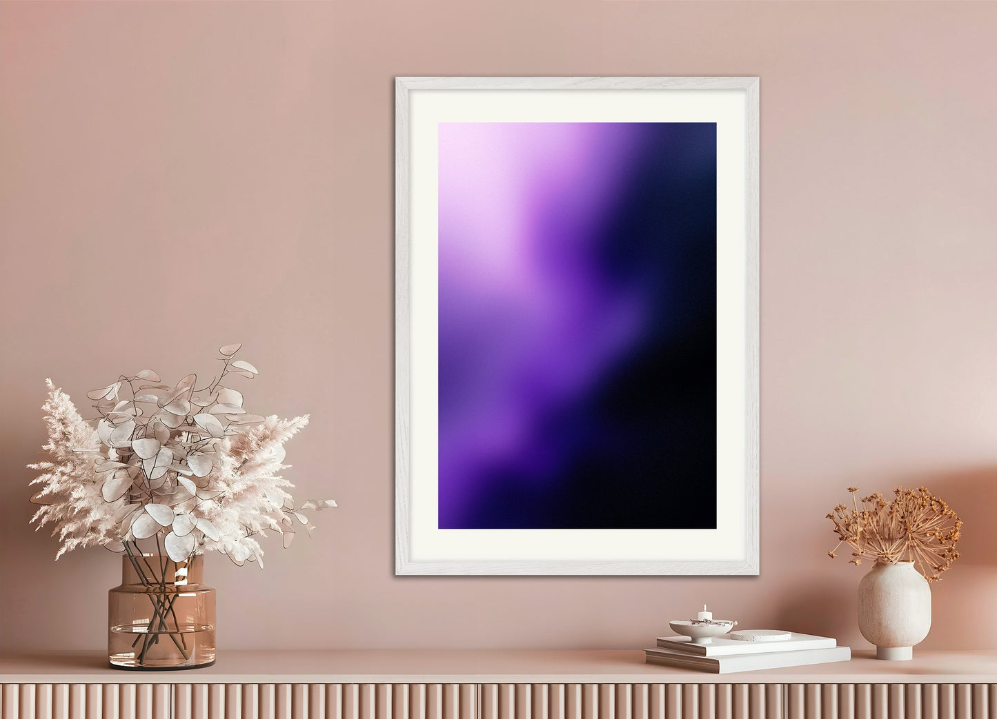 Poster with white wood frame: Purple energy