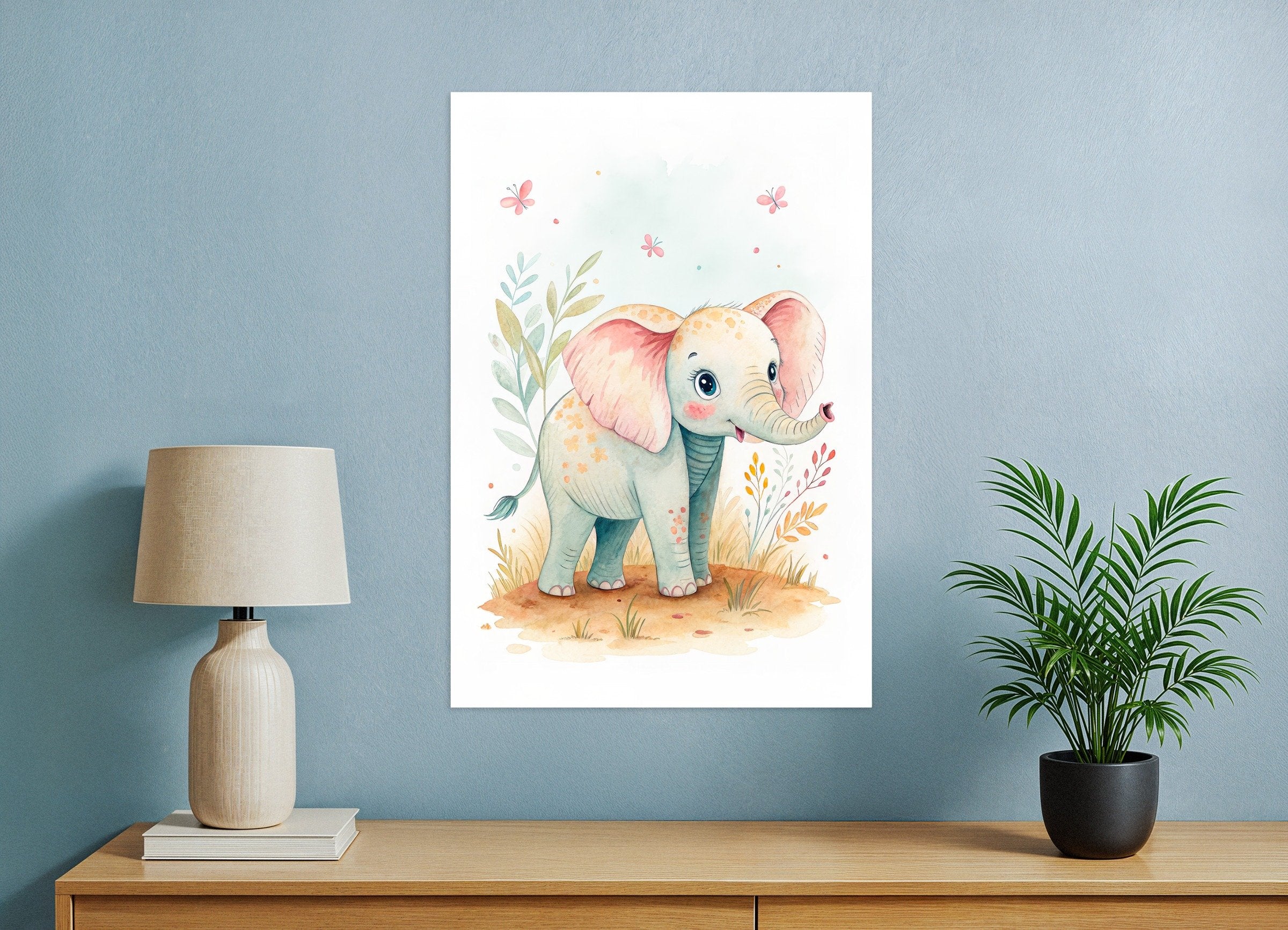 Baby Elephant Poster - Safari Nursery Wall Art