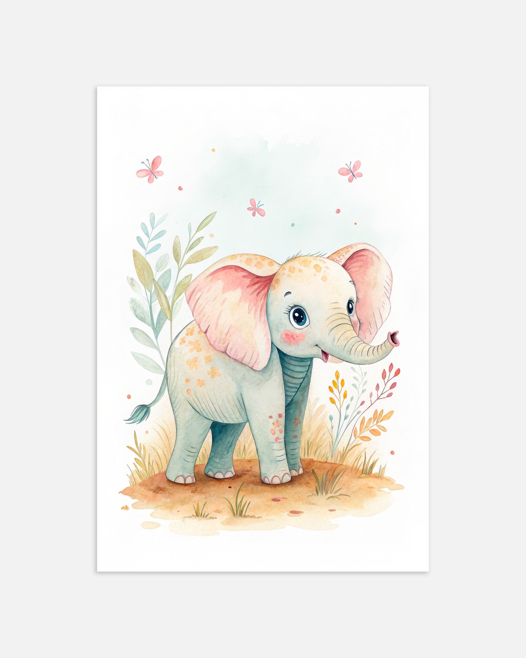 Baby Elephant Poster - Safari Nursery Wall Art, thumbnail