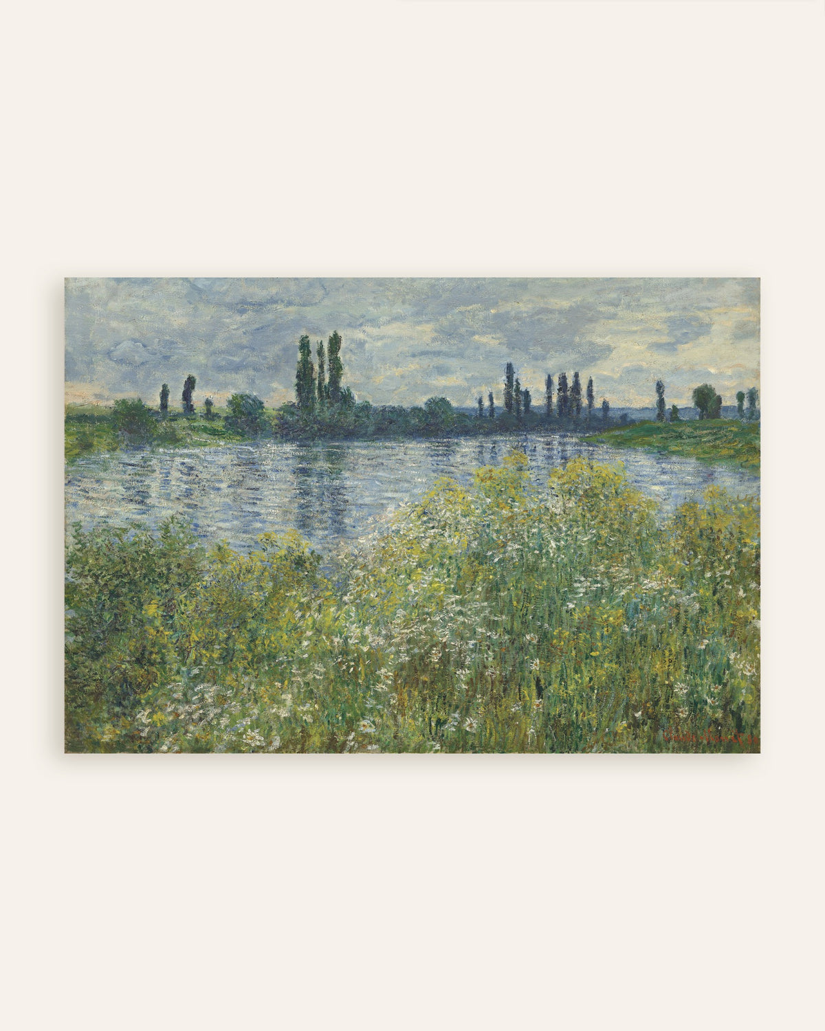 Plakat Seinens bredd ved Vétheuil (1880) av Claude Monet, miniatyr