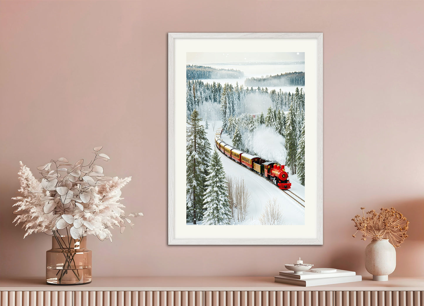 Poster with white wood frame: Holiday Christmas Train