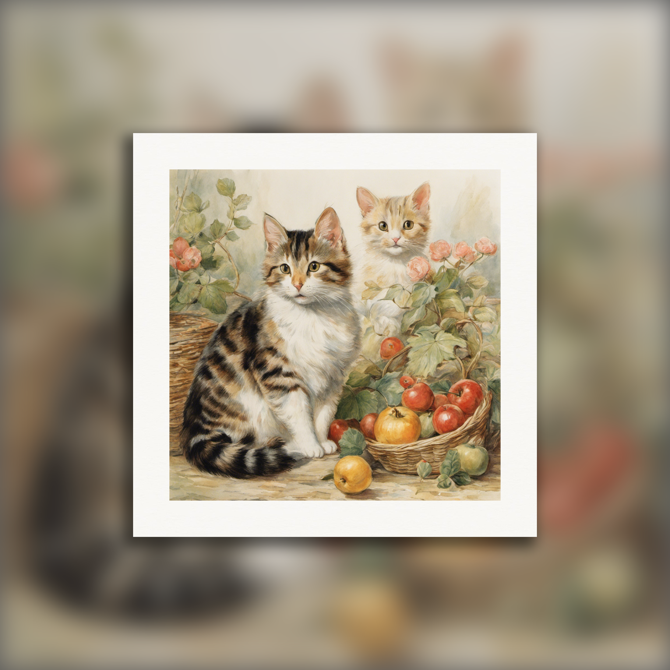 Charming tales, delicate British watercolors, Cats - Poster