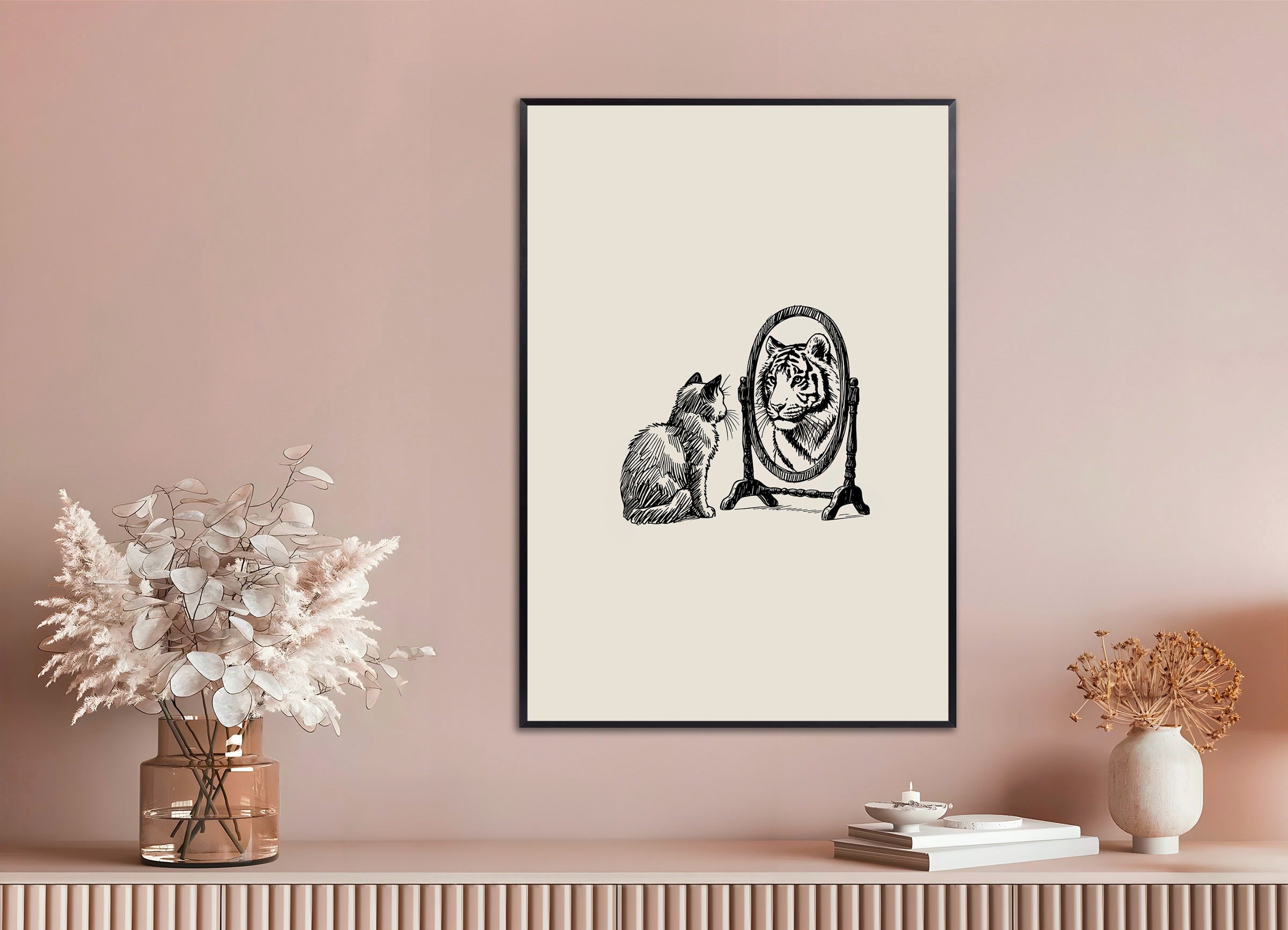 Poster with metal frame: Mindset is Everything - The Cat and the Tiger