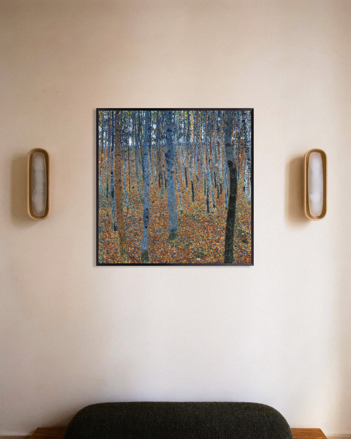 Plakat Bøkeskog I (1902) av Gustav Klimt med metallramme