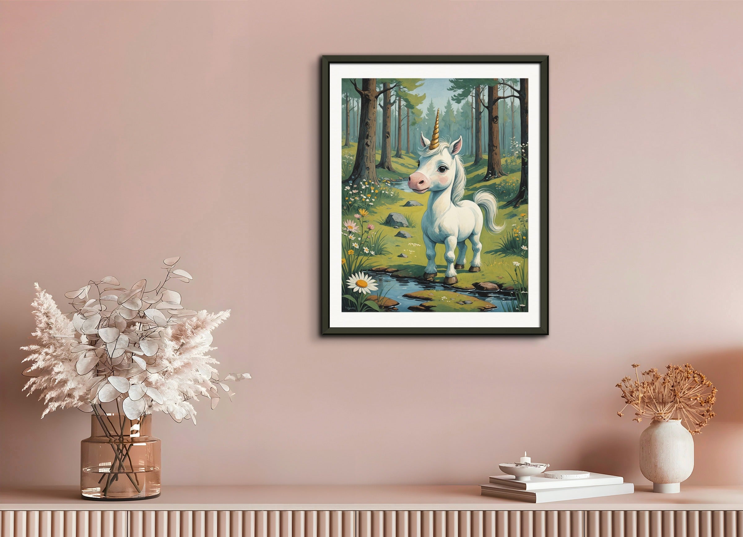 Poster with metal frame: Moomins, A baby cute unicorn