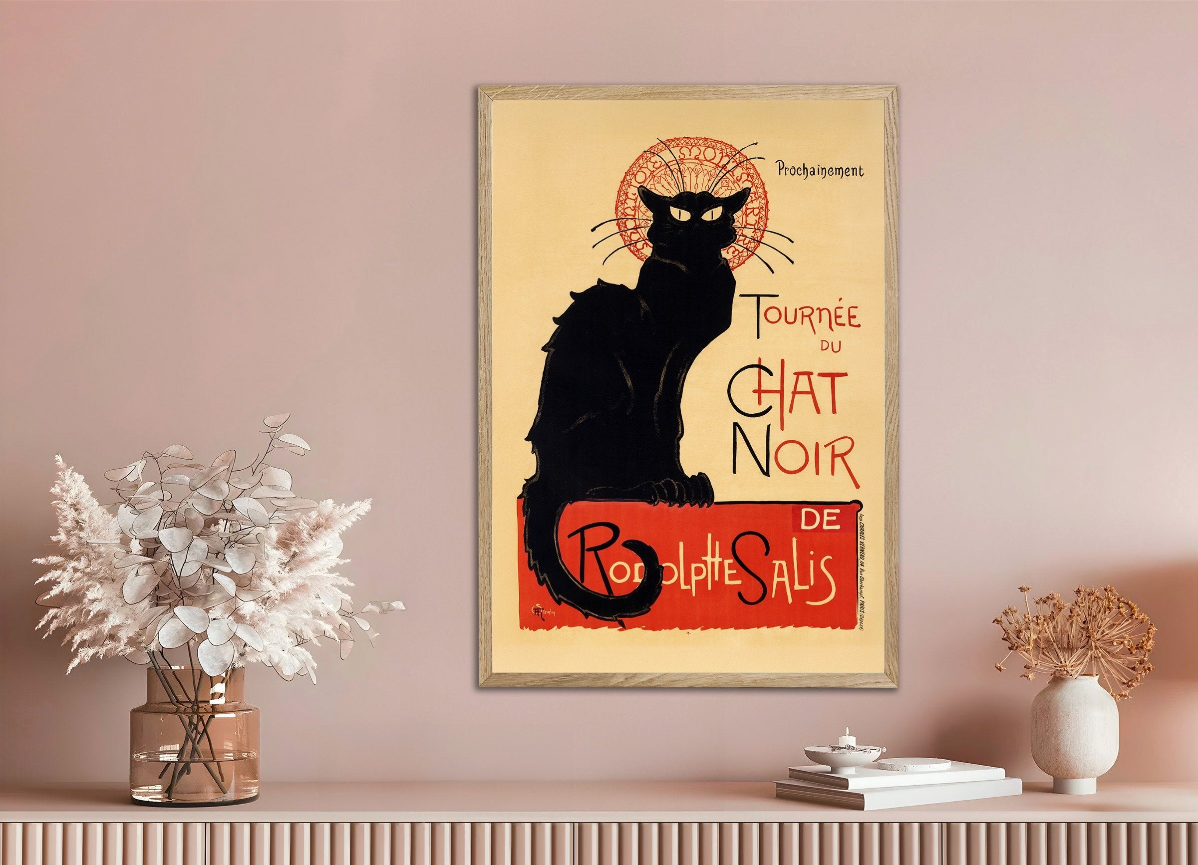 Poster of Black Cat Poster, with natural wooden frame